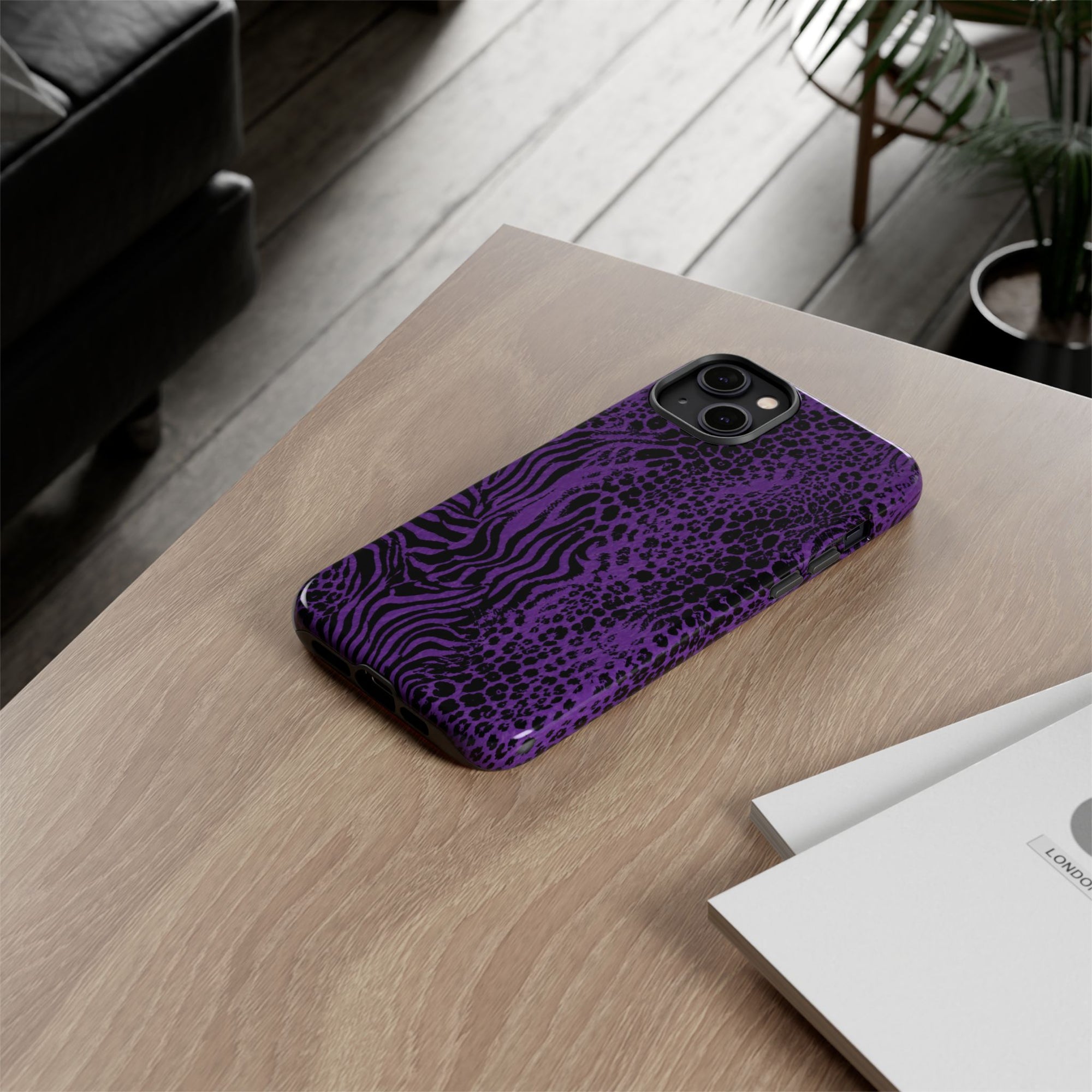 Dark Purple Mob Wife Phone Case | Y2K Animal Print iPhone Cover
