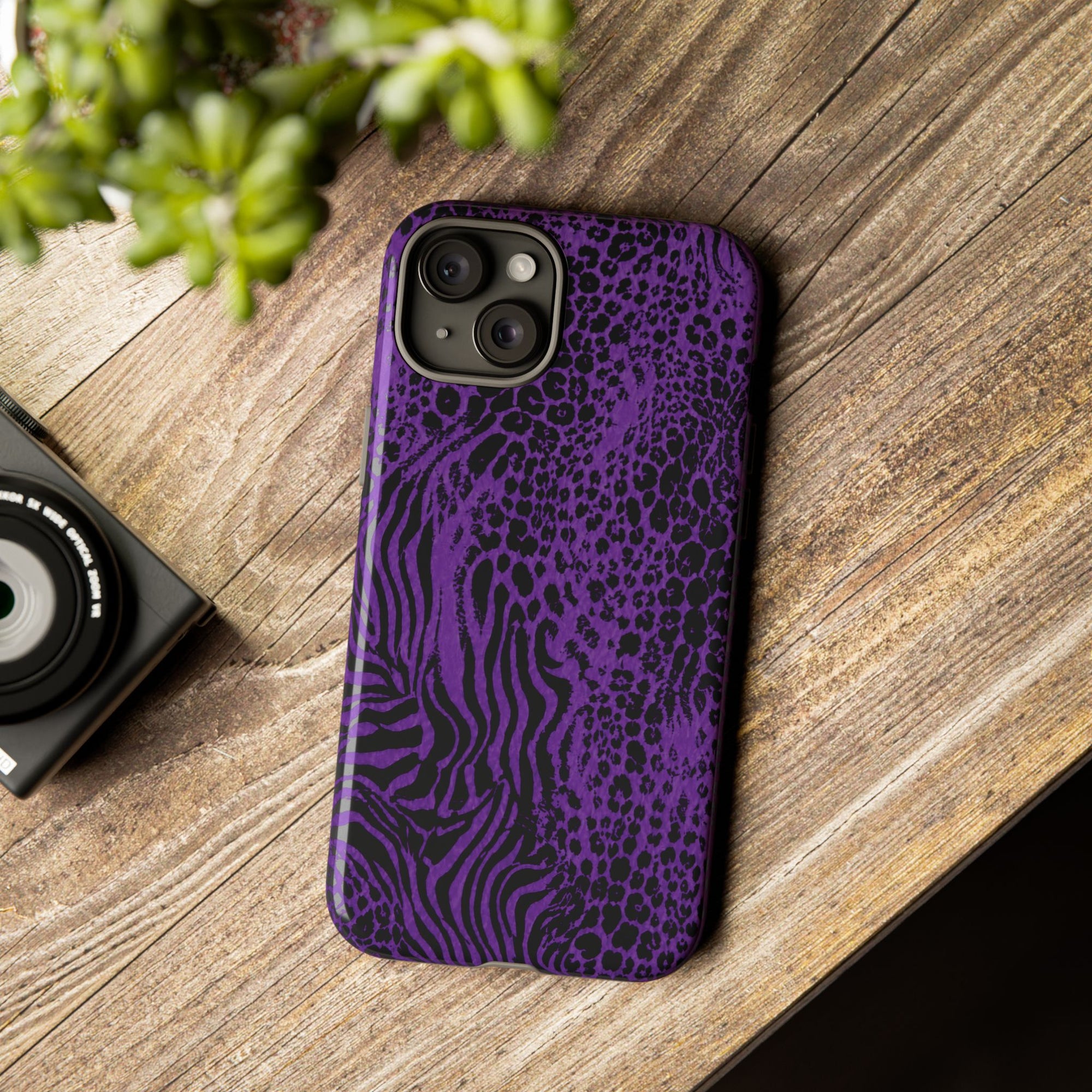 Dark Purple Mob Wife Phone Case | Y2K Animal Print iPhone Cover