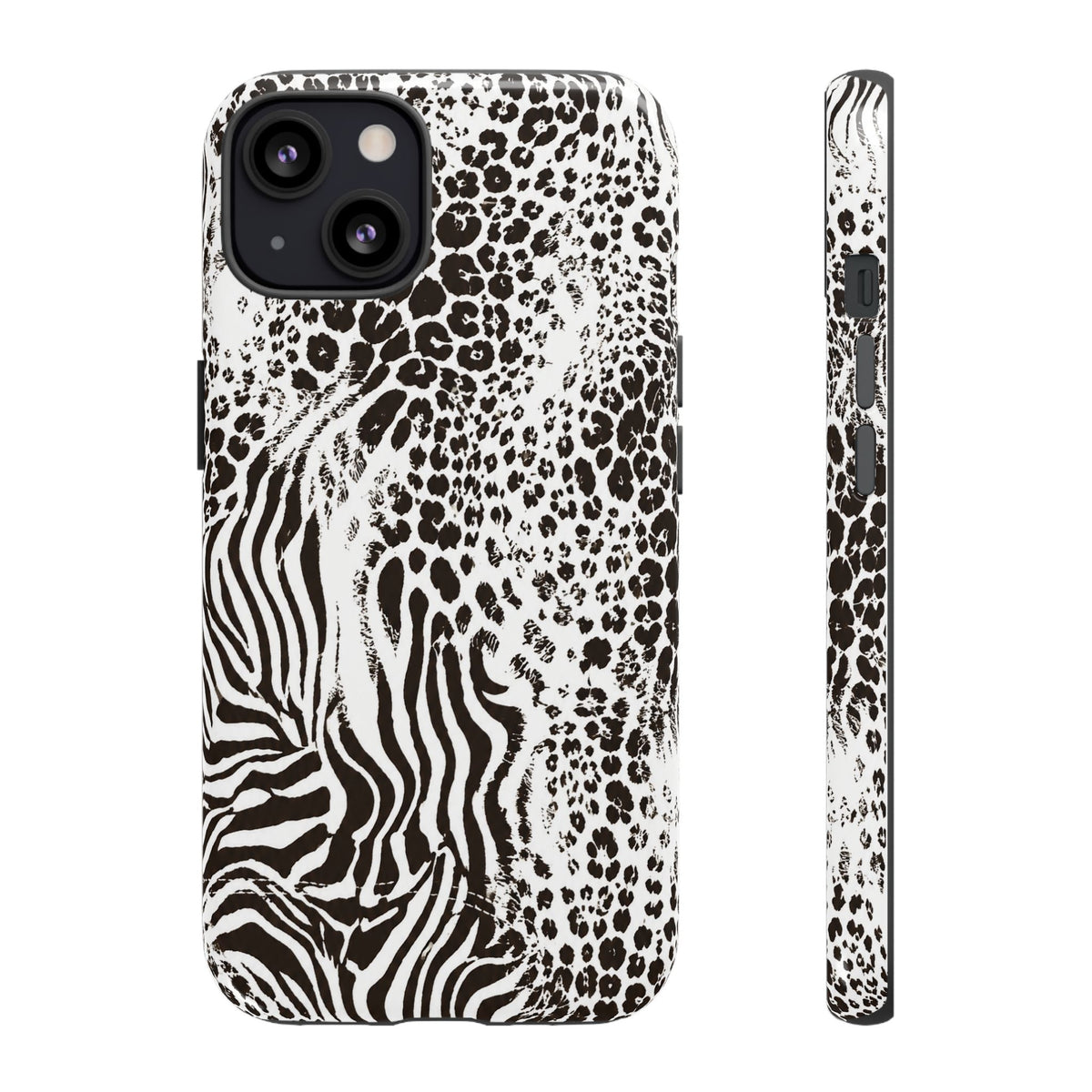Y2K Mob Wife Zebra Leopard iPhone Case | Glossy IT Girl Aesthetic Phone Cover