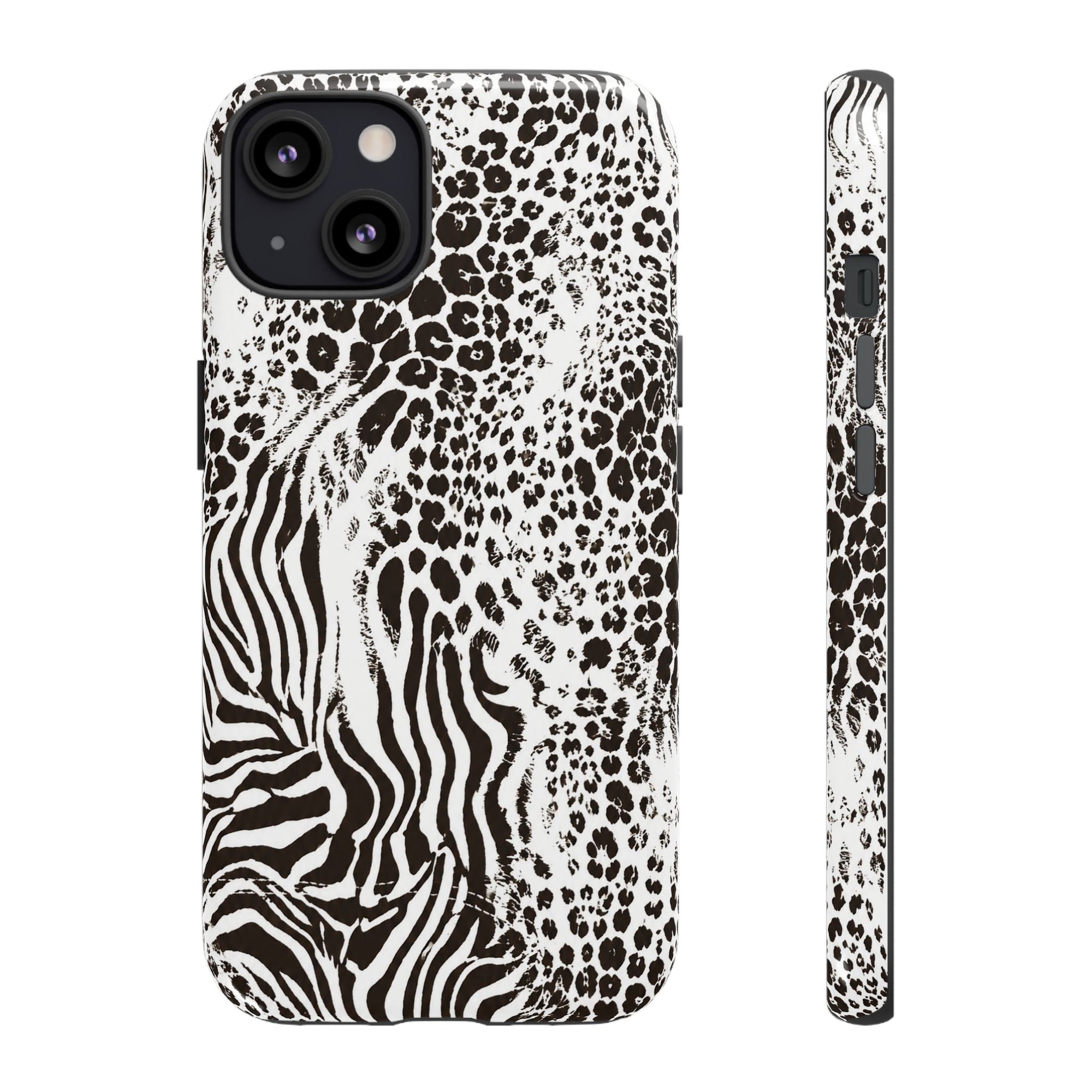 Y2K Mob Wife Zebra Leopard iPhone Case | Glossy IT Girl Aesthetic Phone Cover