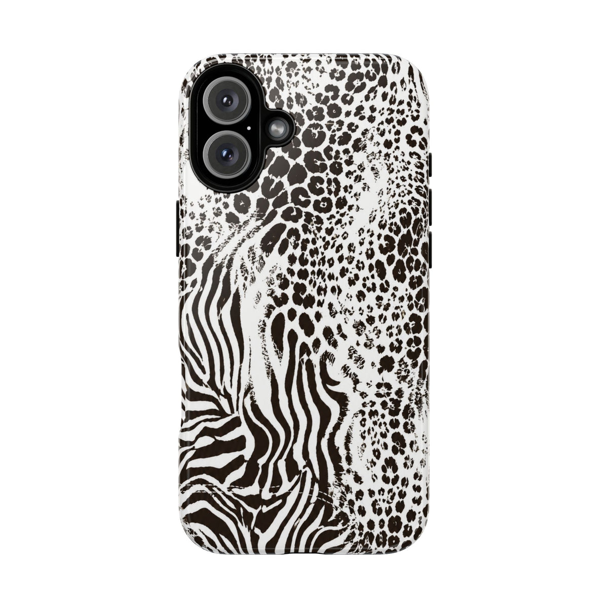 Y2K Mob Wife Zebra Leopard iPhone Case | Glossy IT Girl Aesthetic Phone Cover