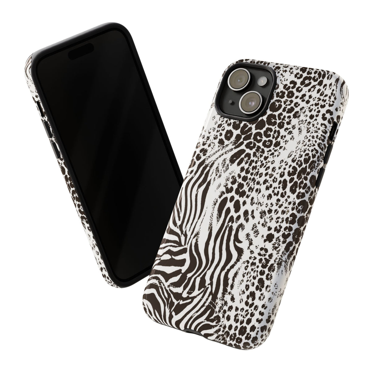 Y2K Mob Wife Zebra Leopard iPhone Case | Glossy IT Girl Aesthetic Phone Cover