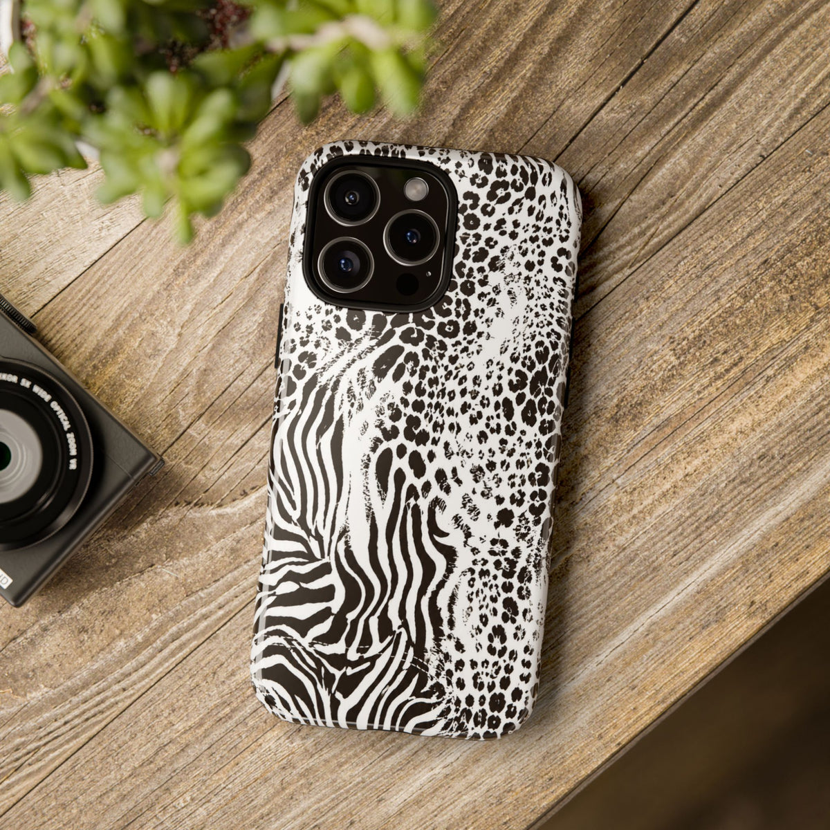 Y2K Mob Wife Zebra Leopard iPhone Case | Glossy IT Girl Aesthetic Phone Cover
