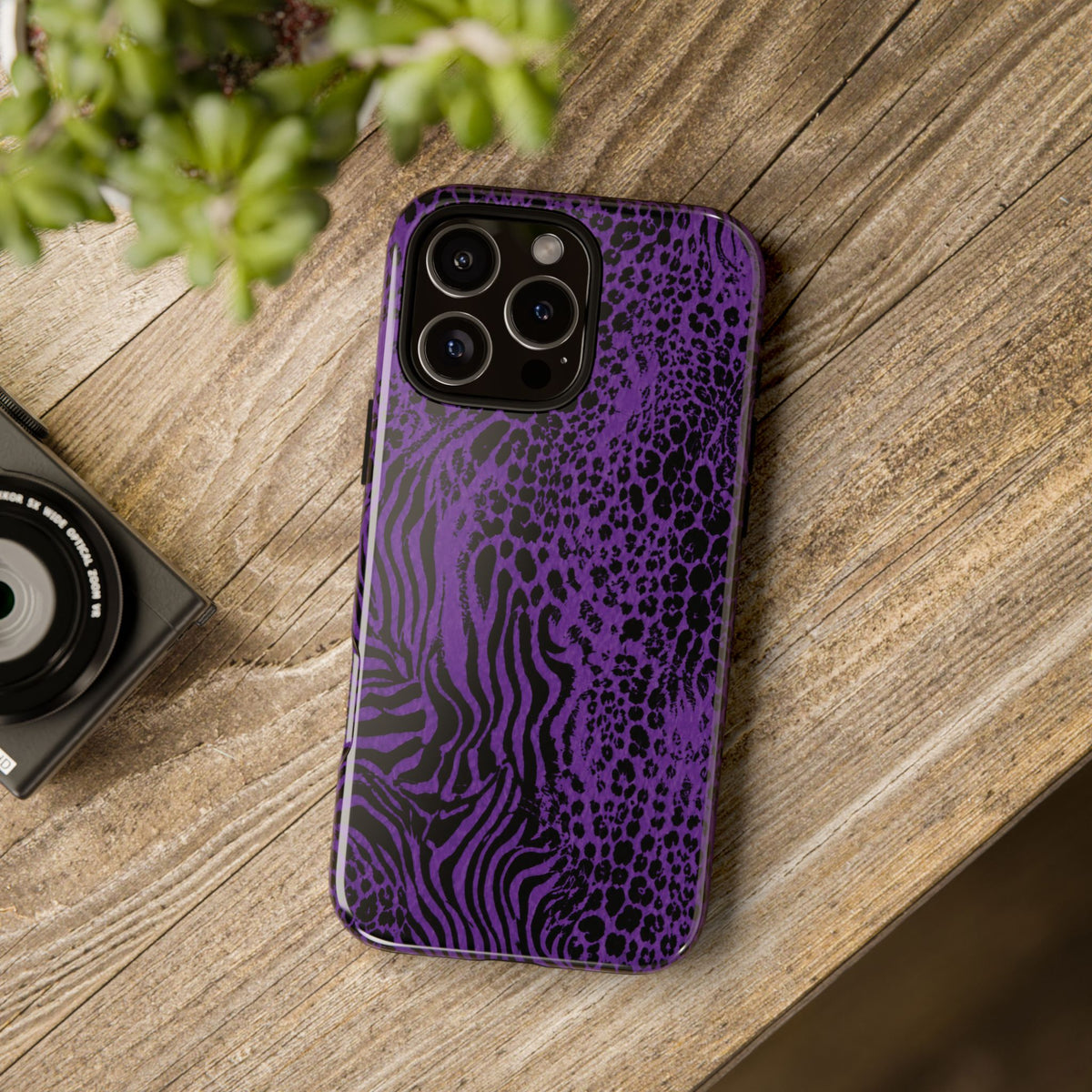 Dark Purple Mob Wife Phone Case | Y2K Animal Print iPhone Cover