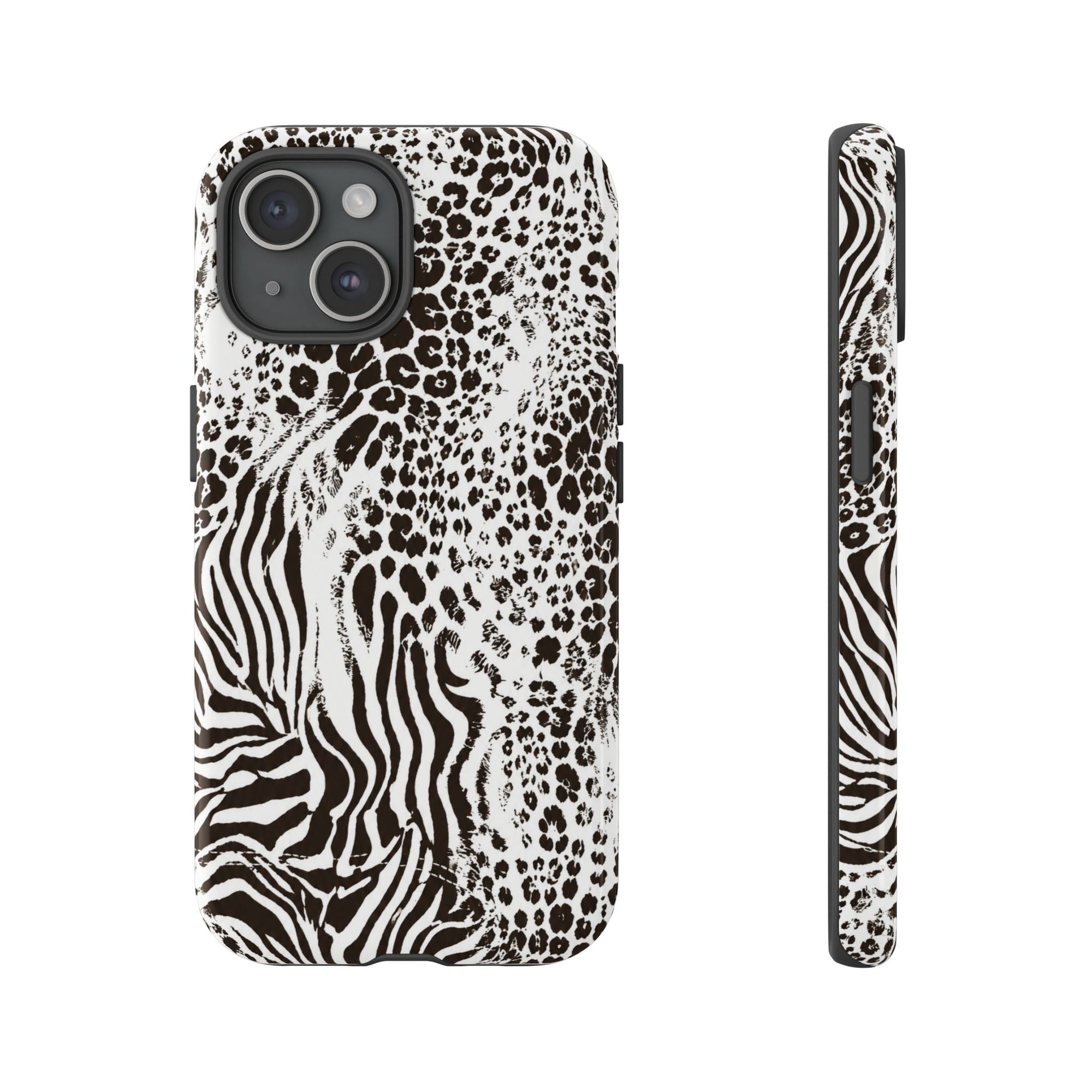 Y2K Mob Wife Zebra Leopard iPhone Case | Glossy IT Girl Aesthetic Phone Cover