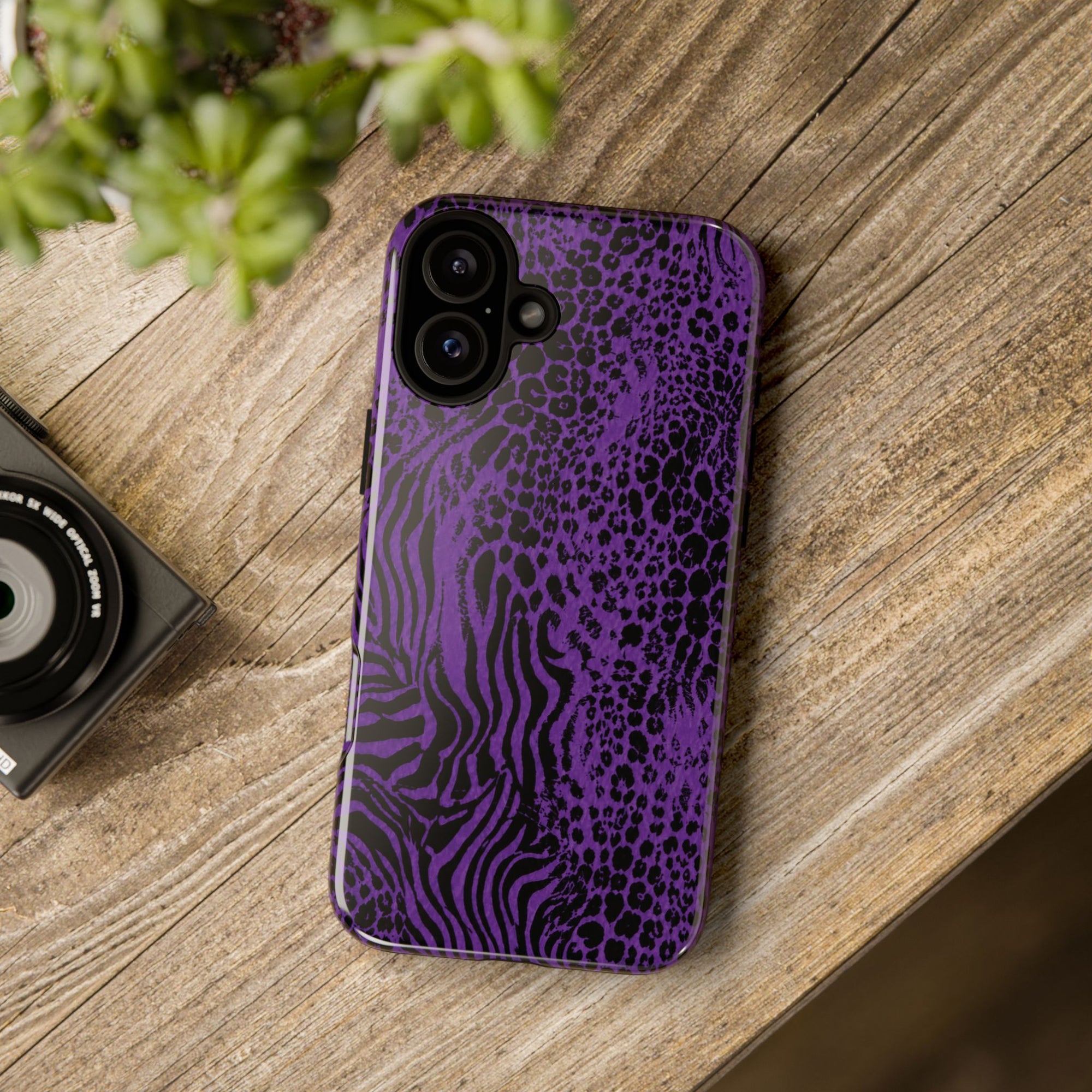 Dark Purple Mob Wife Phone Case | Y2K Animal Print iPhone Cover