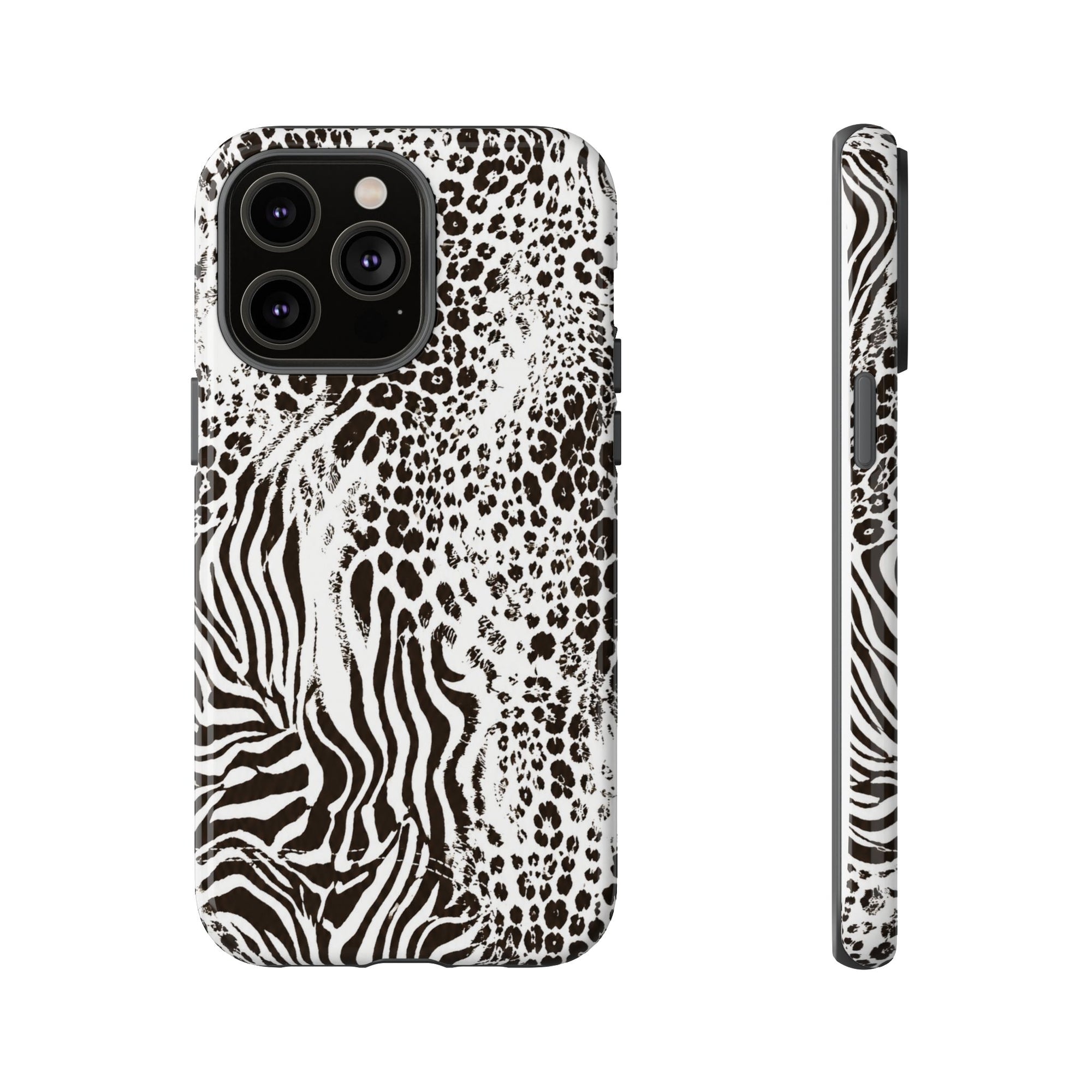 Y2K Mob Wife Zebra Leopard iPhone Case | Glossy IT Girl Aesthetic Phone Cover