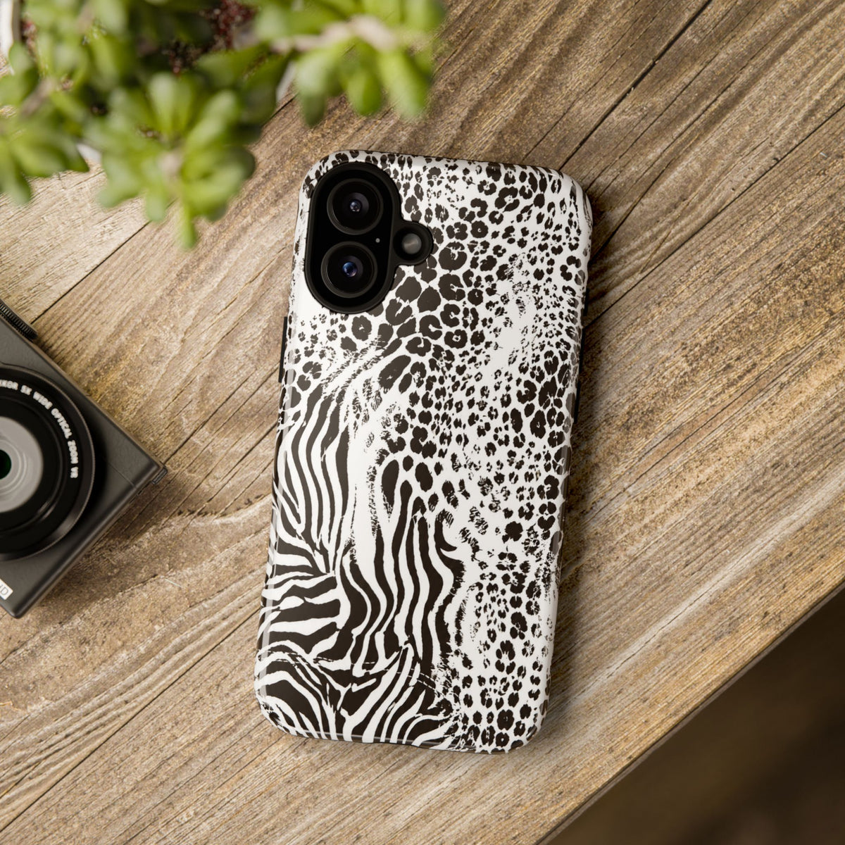 Y2K Mob Wife Zebra Leopard iPhone Case | Glossy IT Girl Aesthetic Phone Cover