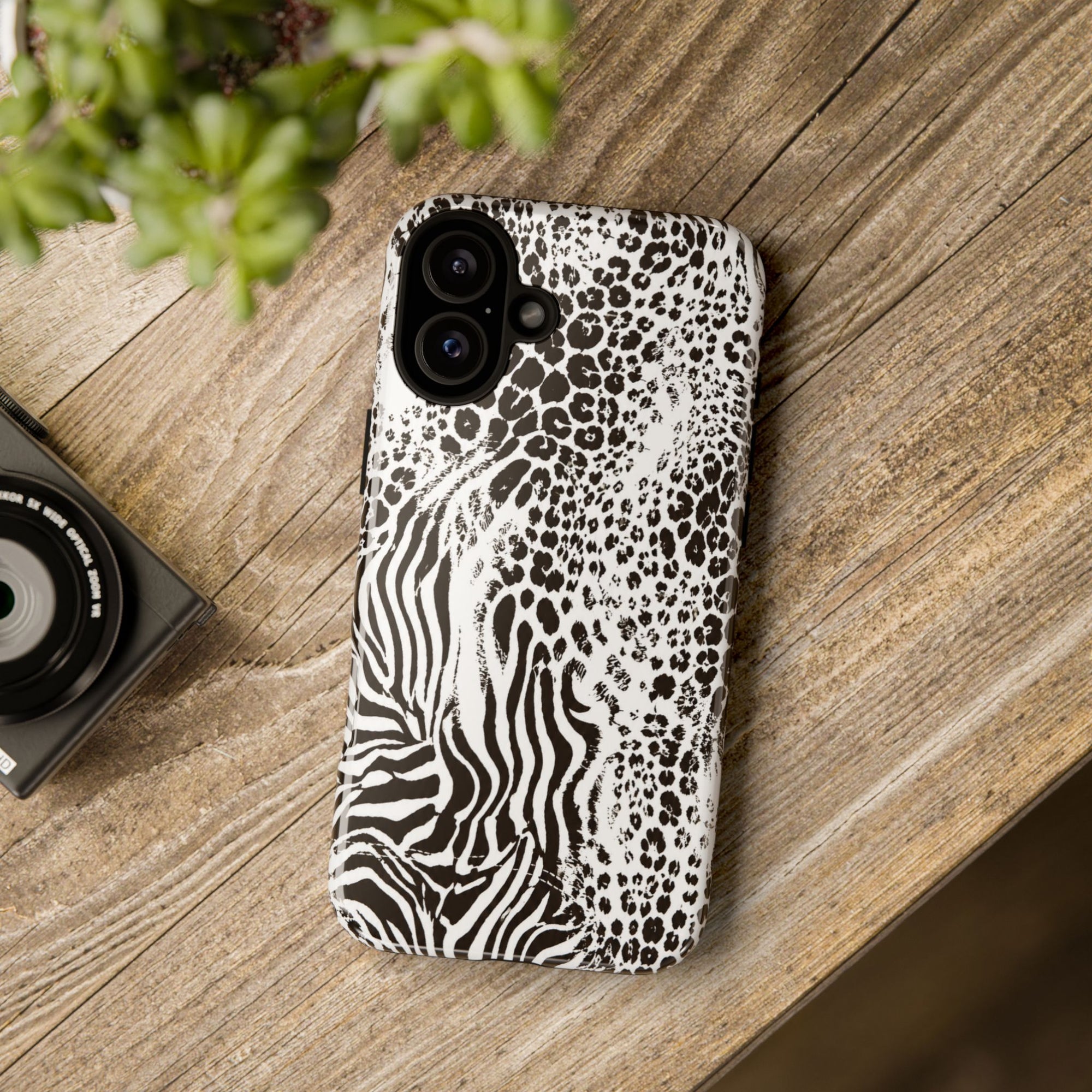 Y2K Mob Wife Zebra Leopard iPhone Case | Glossy IT Girl Aesthetic Phone Cover
