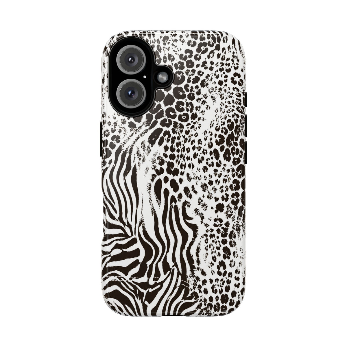 Y2K Mob Wife Zebra Leopard iPhone Case | Glossy IT Girl Aesthetic Phone Cover
