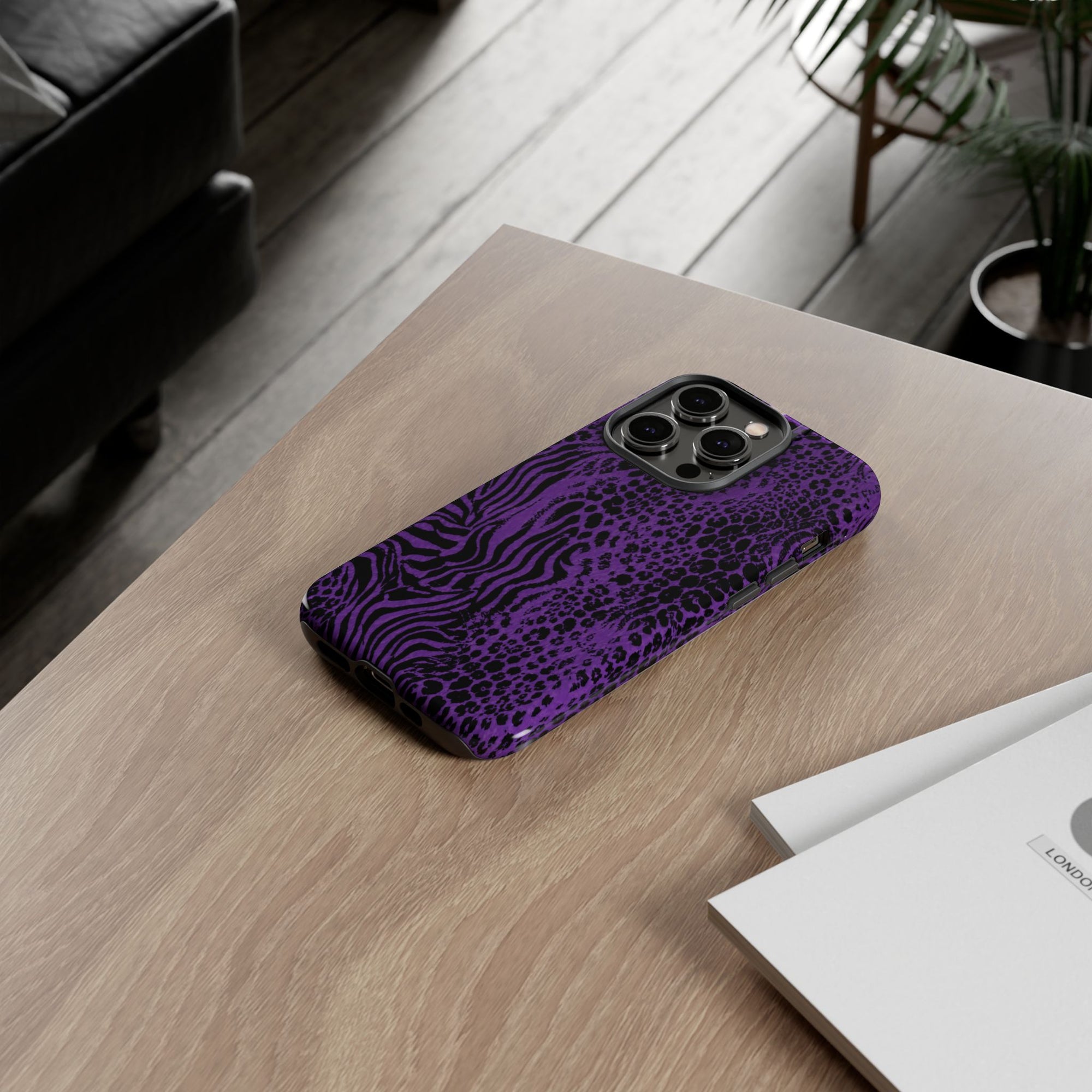 Dark Purple Mob Wife Phone Case | Y2K Animal Print iPhone Cover
