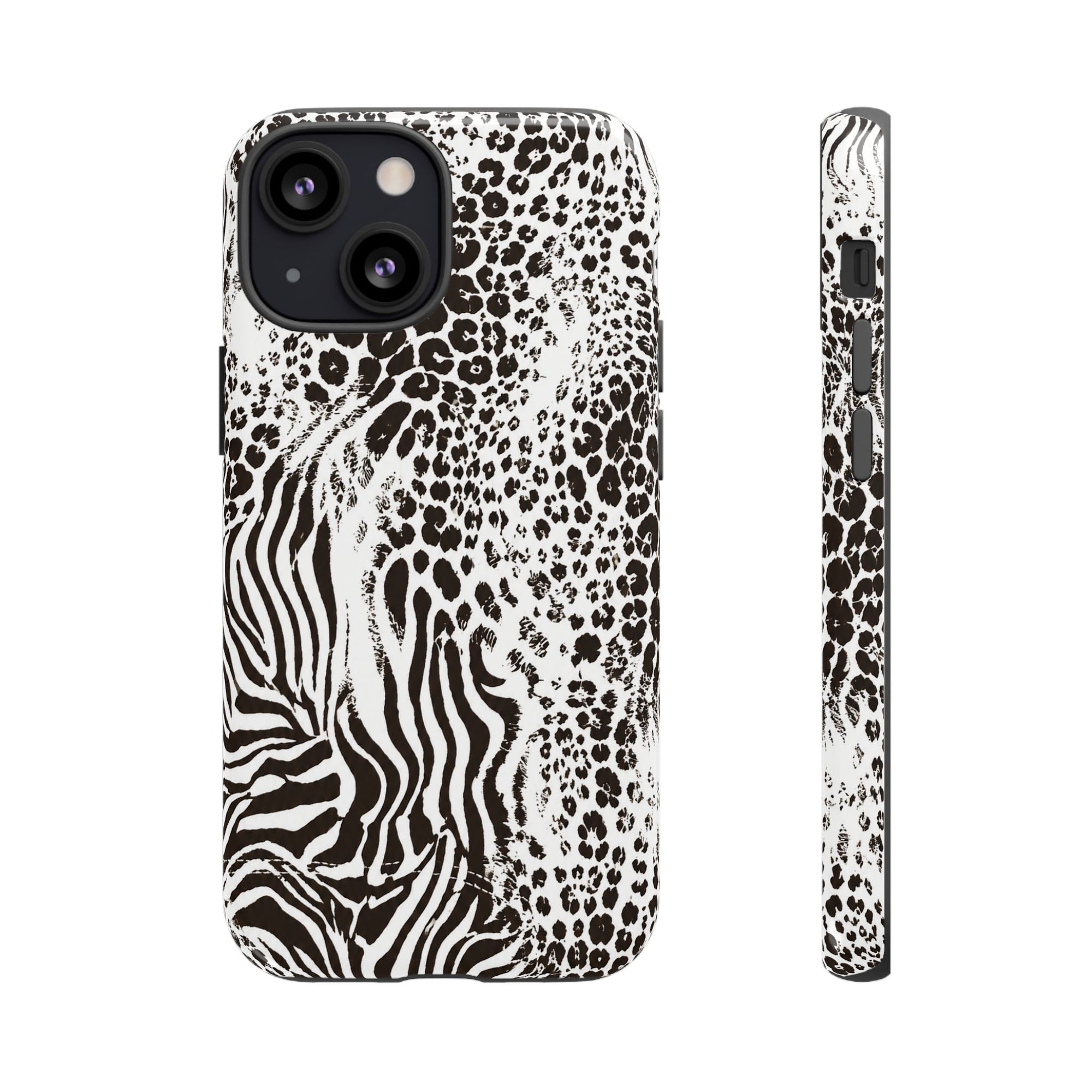 Y2K Mob Wife Zebra Leopard iPhone Case | Glossy IT Girl Aesthetic Phone Cover
