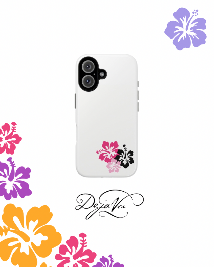 Y2K Hibiscus Floral White Phone Case | Cute Coquette Tropical iPhone Case | Glossy Protective Girly Cover| dejavuu