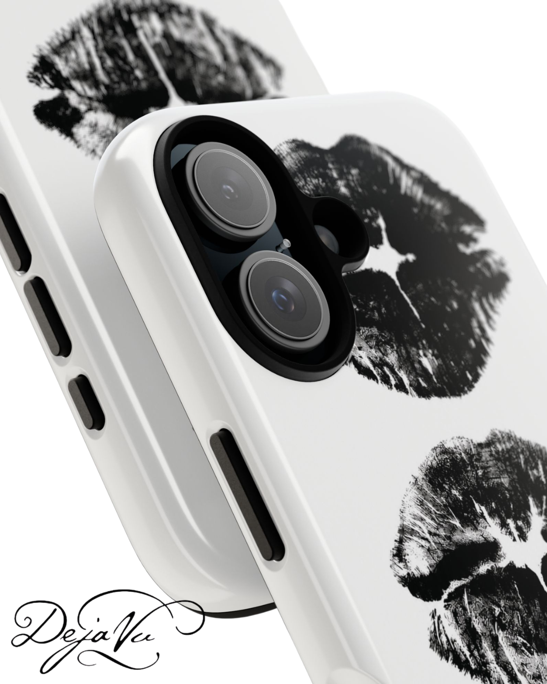 DejaVu White Kiss Print Case | Minimal Y2K Glossy iPhone Cover| dejavuu