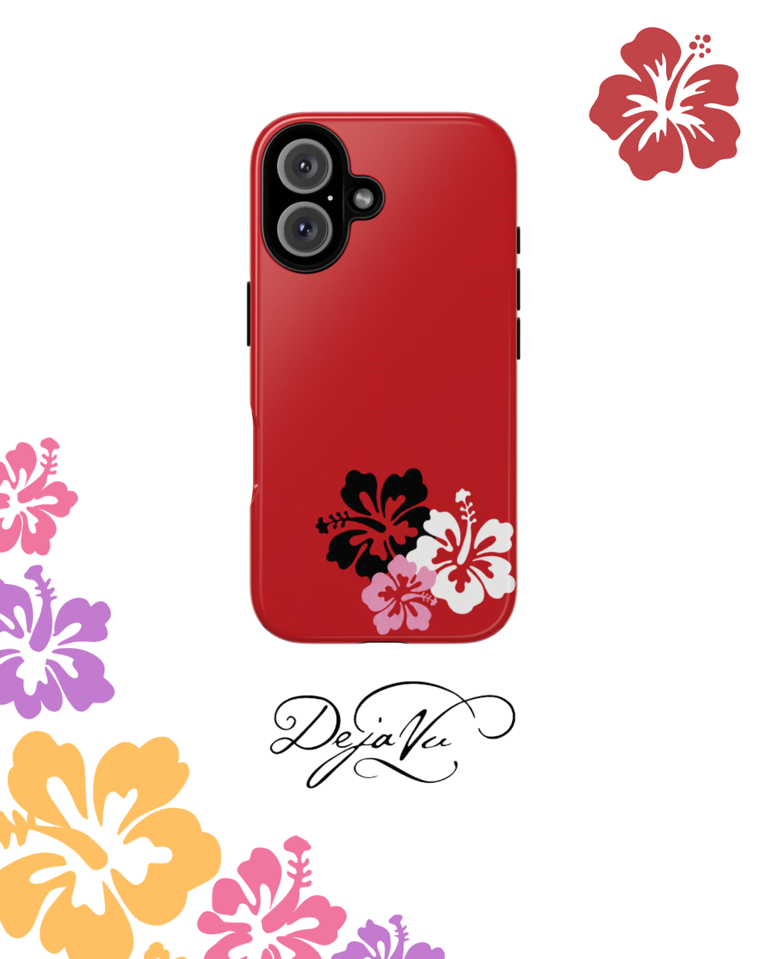 Y2K Hibiscus Floral Phone Case | Cute Coquette Tropical iPhone Case | Glossy Protective Girly Cover| dejavuu