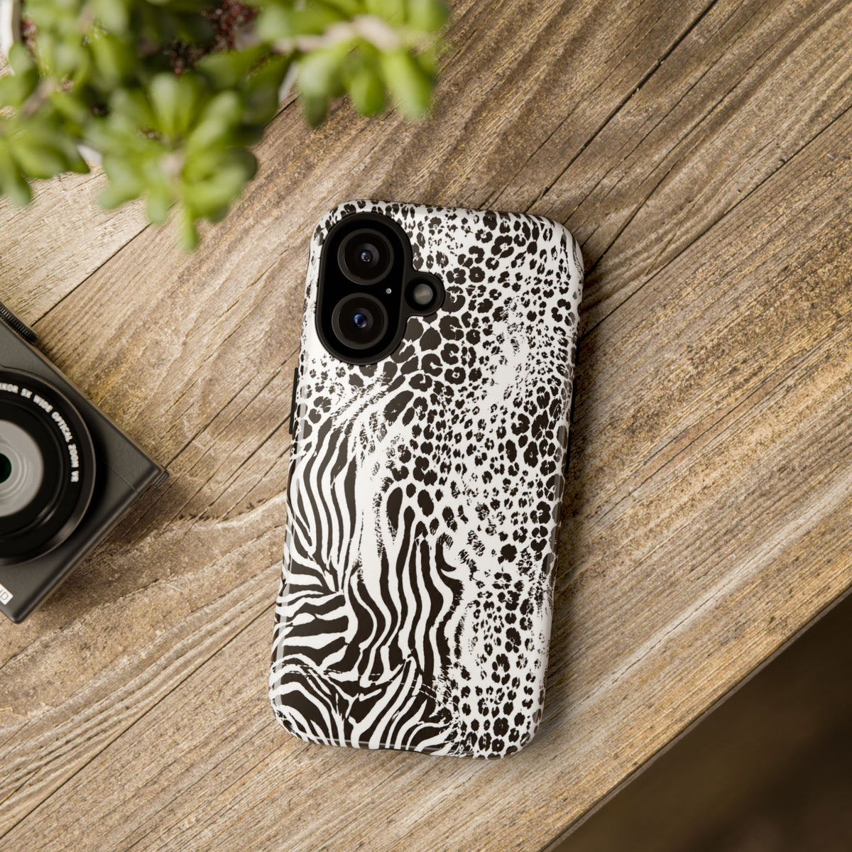 Y2K Mob Wife Zebra Leopard iPhone Case | Glossy IT Girl Aesthetic Phone Cover