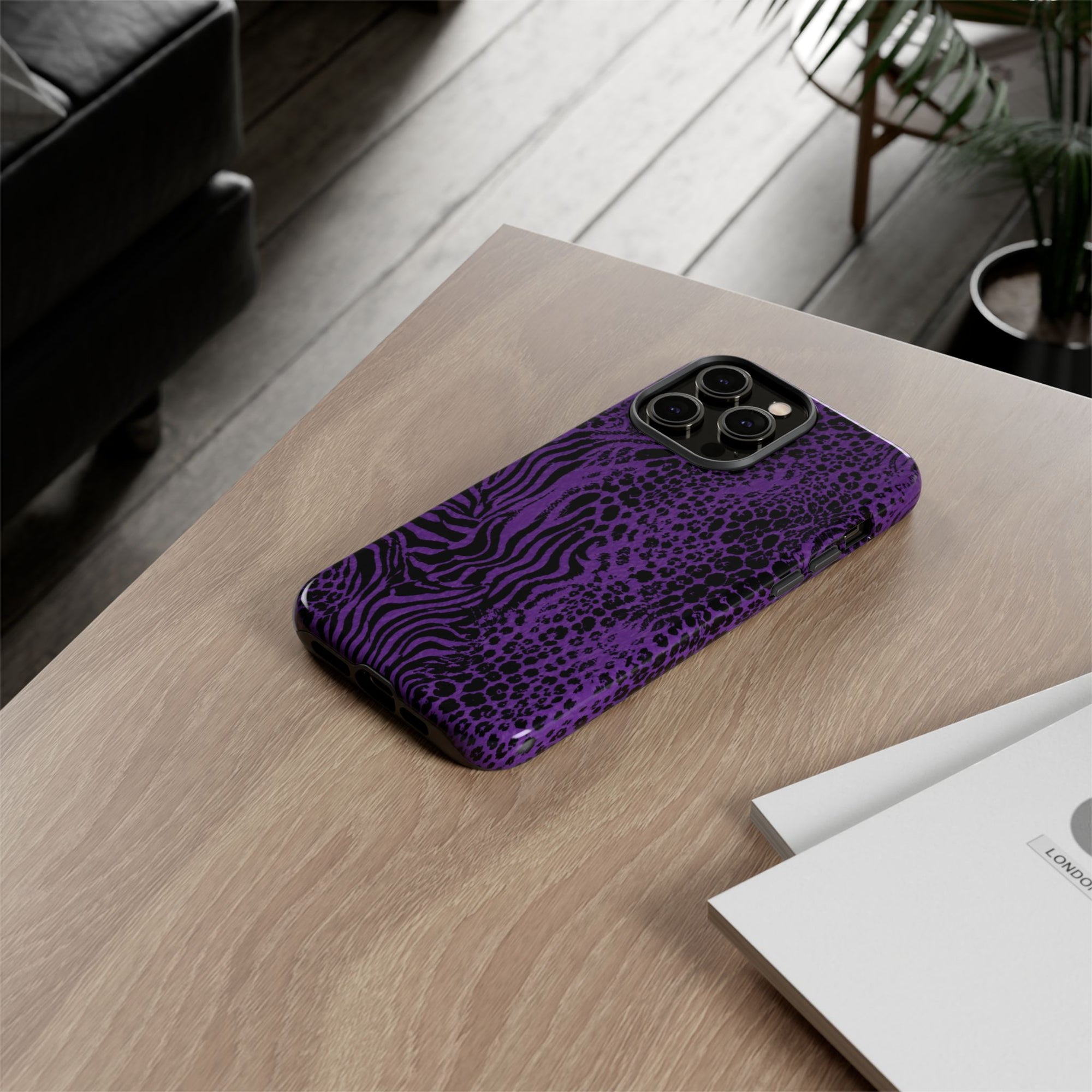 Dark Purple Mob Wife Phone Case | Y2K Animal Print iPhone Cover