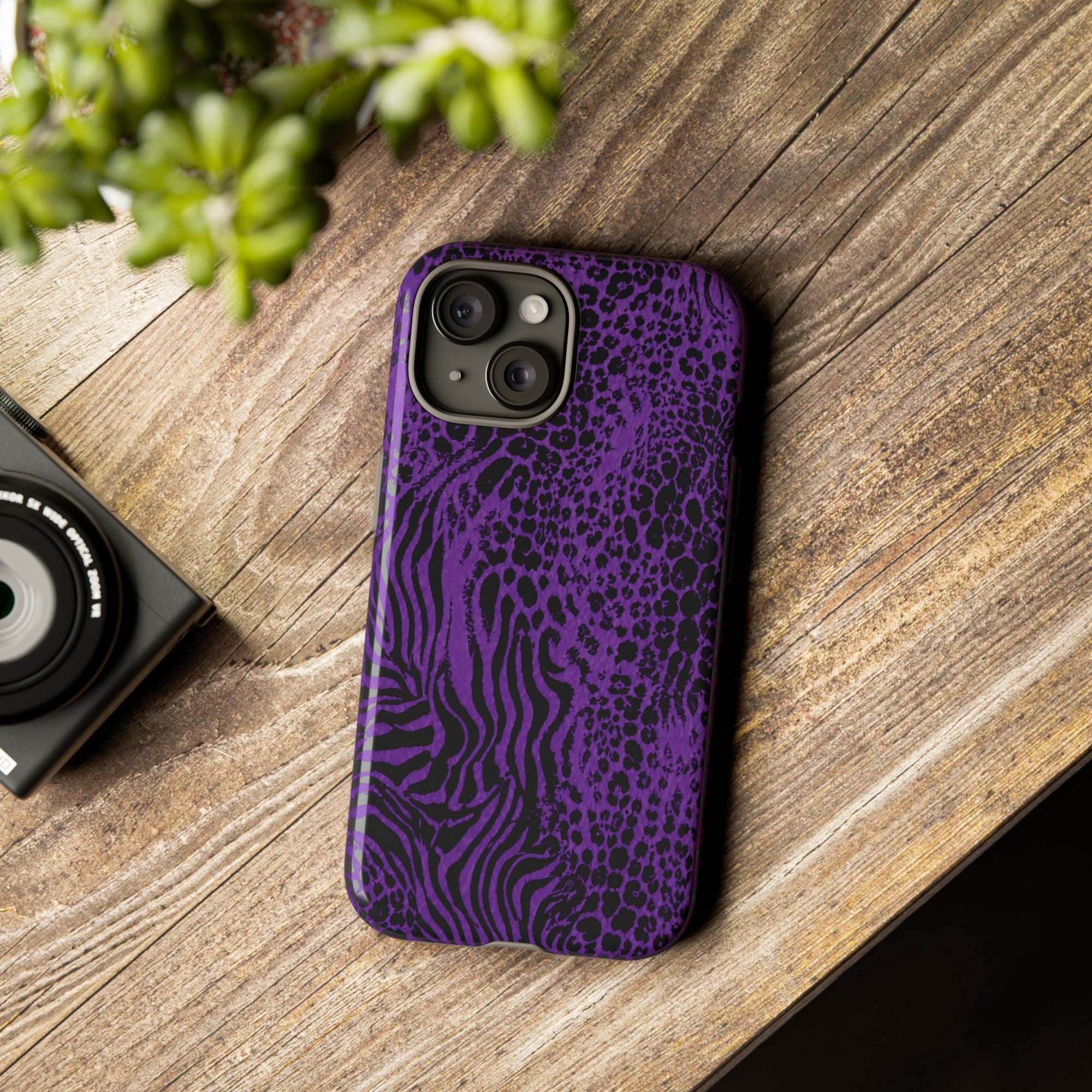 Dark Purple Mob Wife Phone Case | Y2K Animal Print iPhone Cover