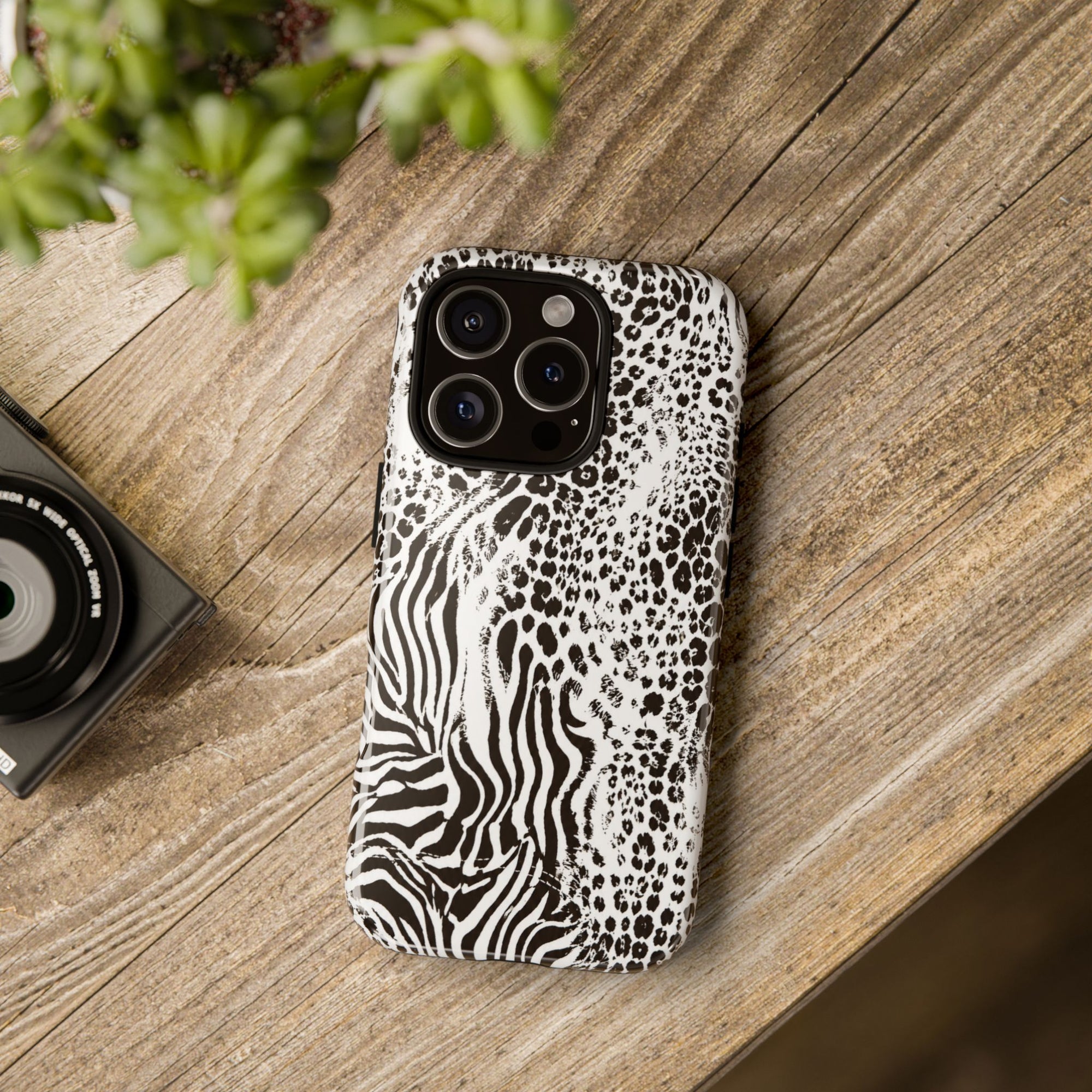 Y2K Mob Wife Zebra Leopard iPhone Case | Glossy IT Girl Aesthetic Phone Cover