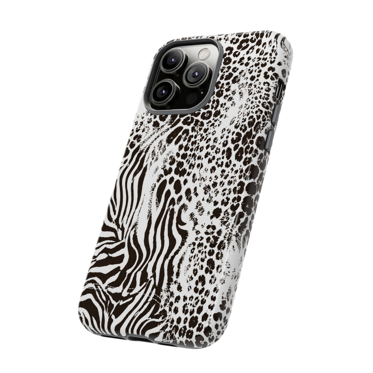 Y2K Mob Wife Zebra Leopard iPhone Case | Glossy IT Girl Aesthetic Phone Cover