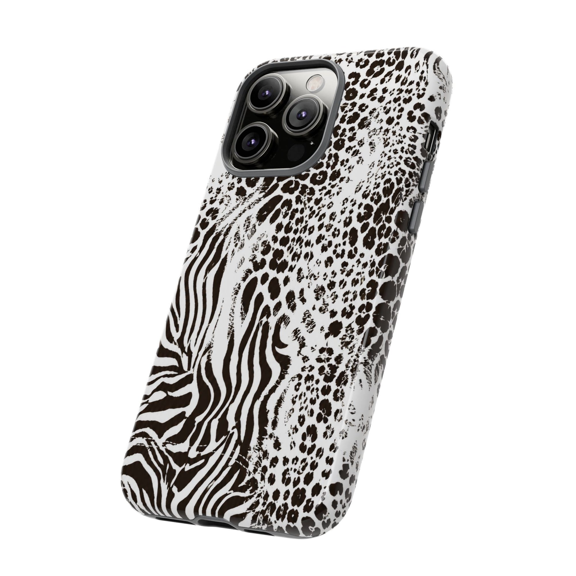 Y2K Mob Wife Zebra Leopard iPhone Case | Glossy IT Girl Aesthetic Phone Cover
