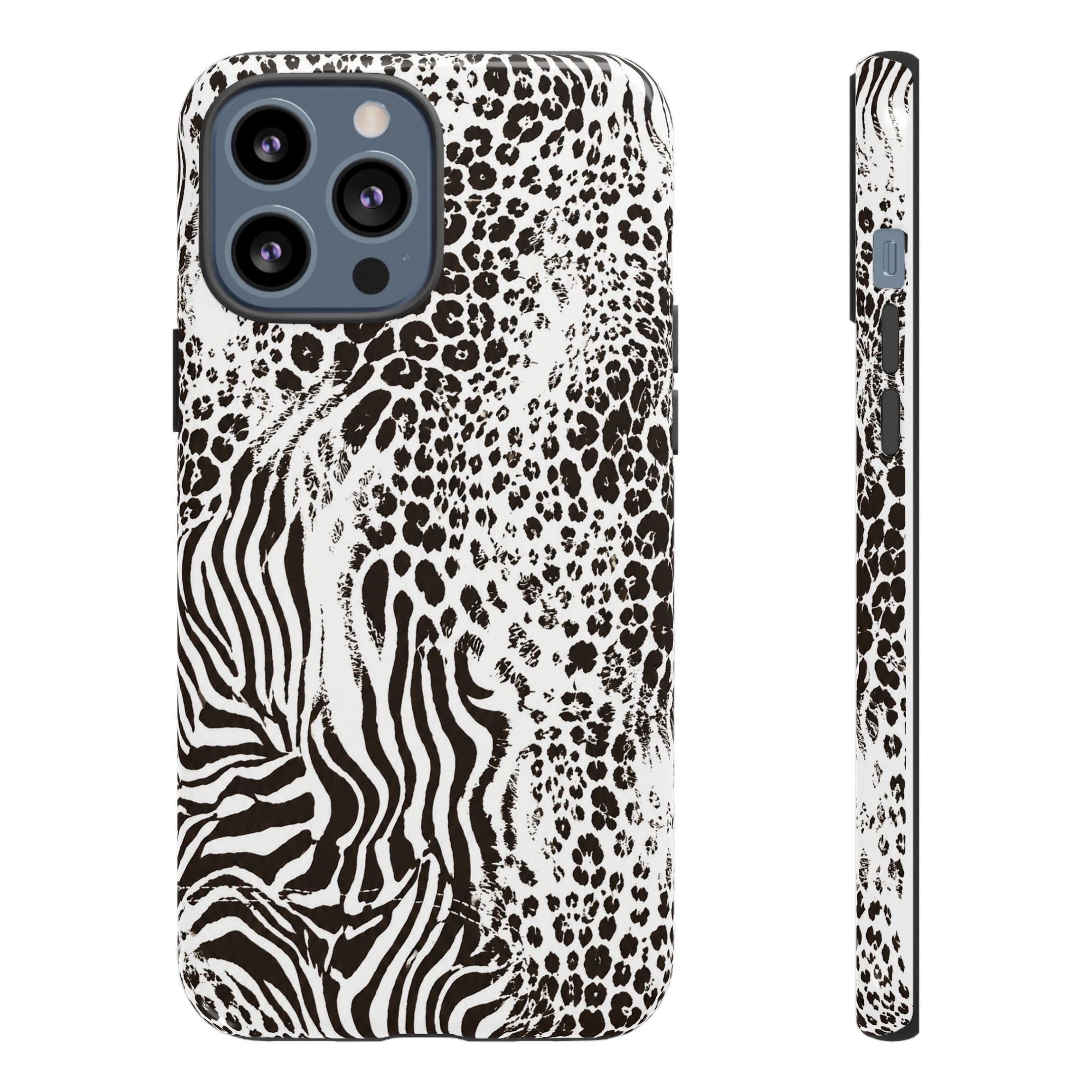 Y2K Mob Wife Zebra Leopard iPhone Case | Glossy IT Girl Aesthetic Phone Cover