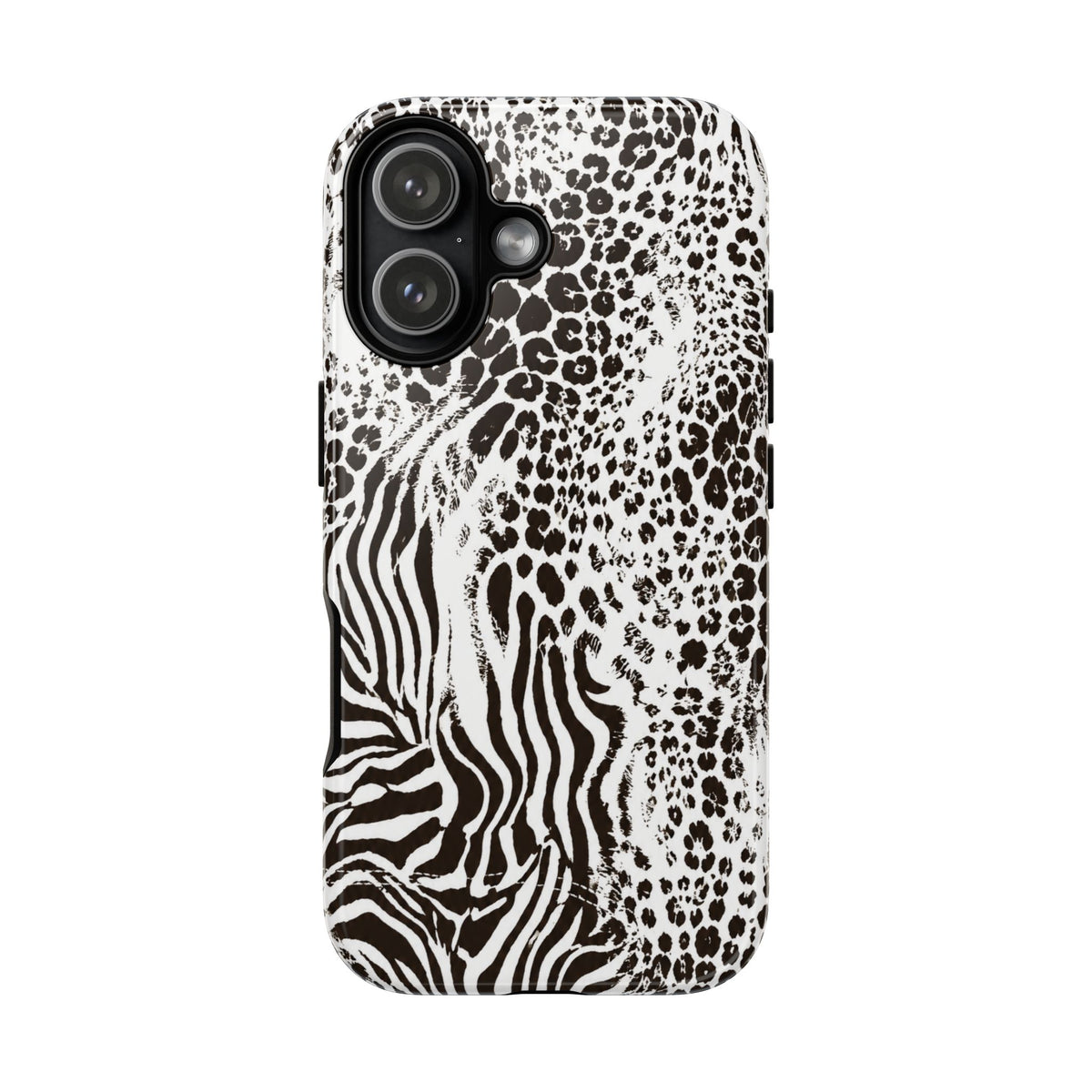 Y2K Mob Wife Zebra Leopard iPhone Case | Glossy IT Girl Aesthetic Phone Cover