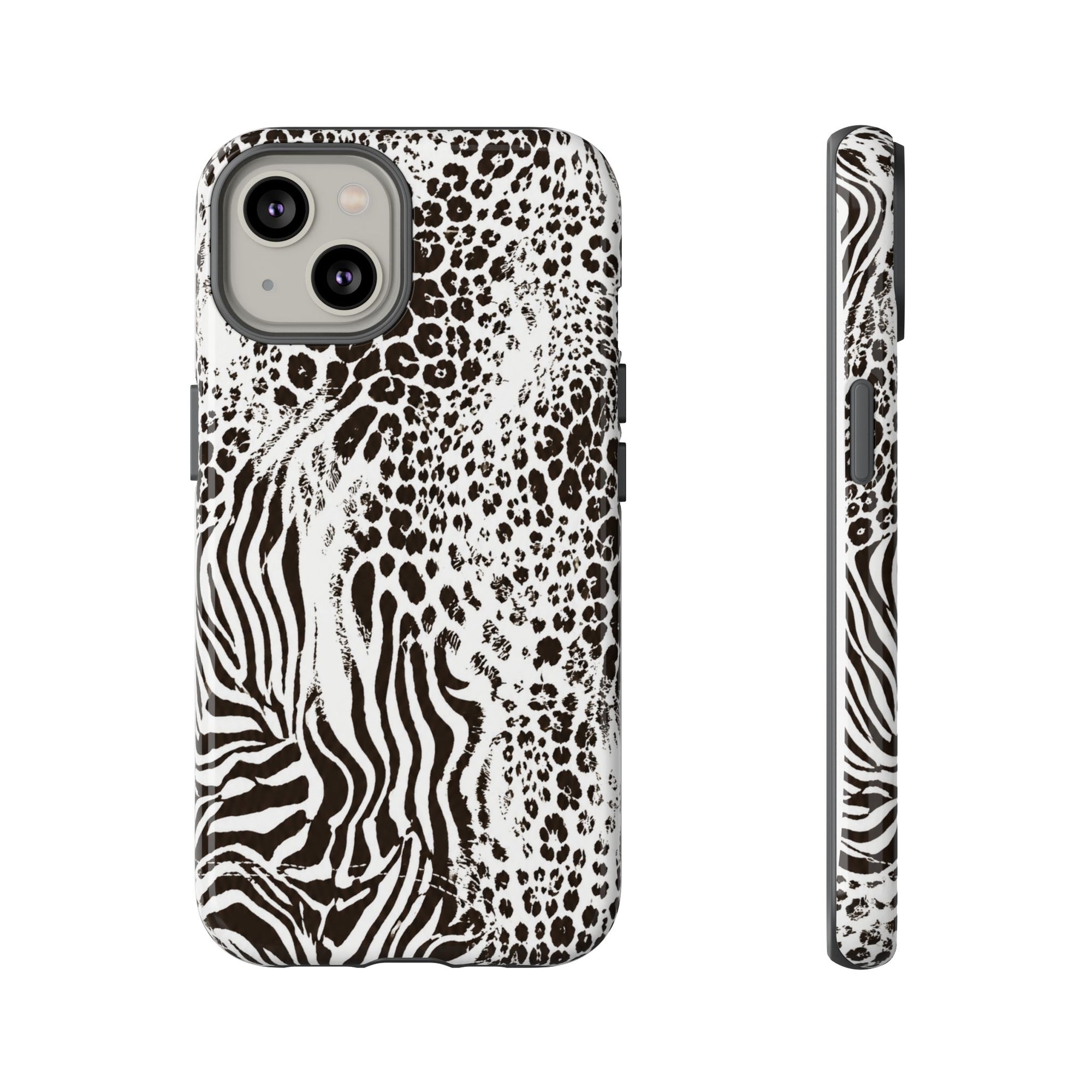 Y2K Mob Wife Zebra Leopard iPhone Case | Glossy IT Girl Aesthetic Phone Cover