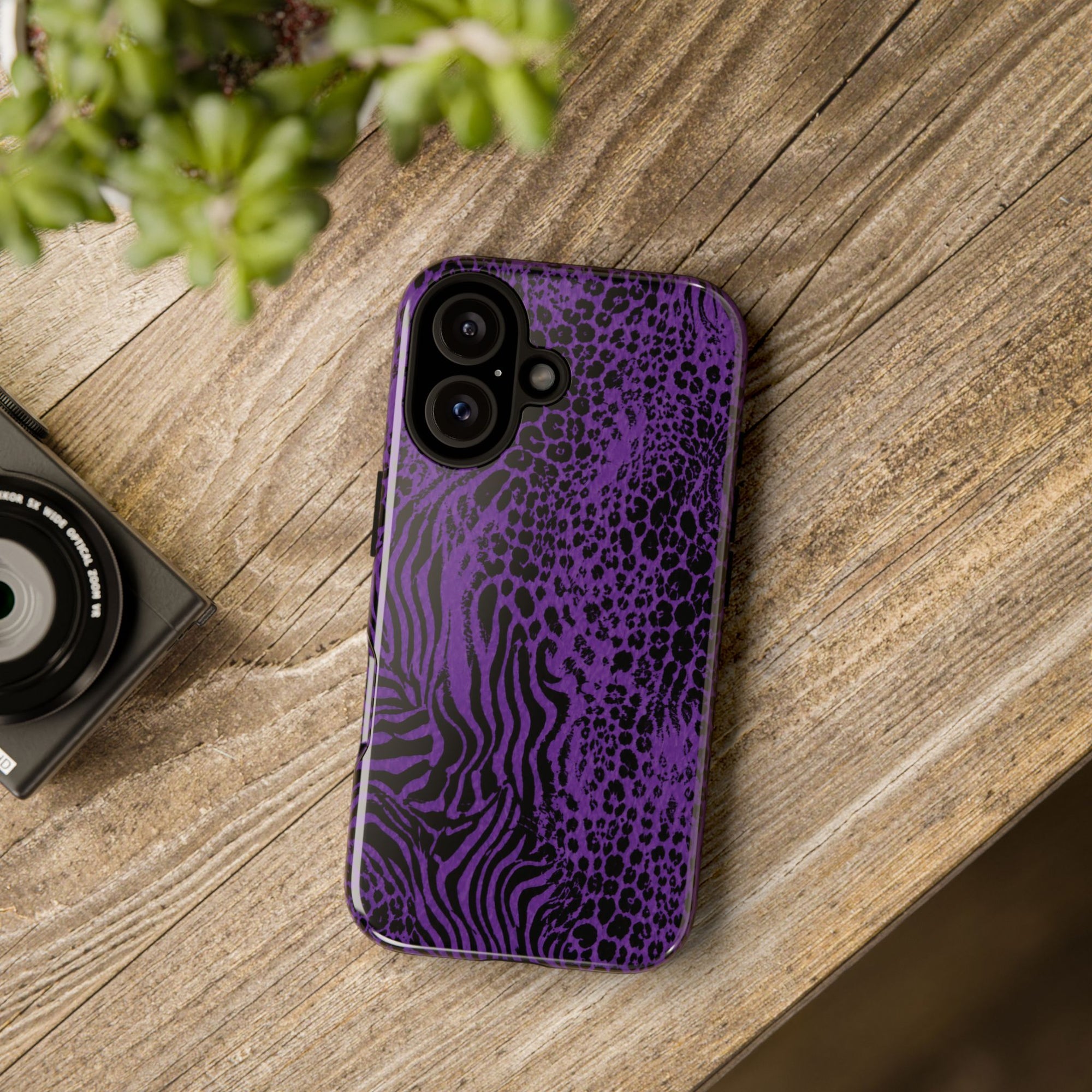 Dark Purple Mob Wife Phone Case | Y2K Animal Print iPhone Cover