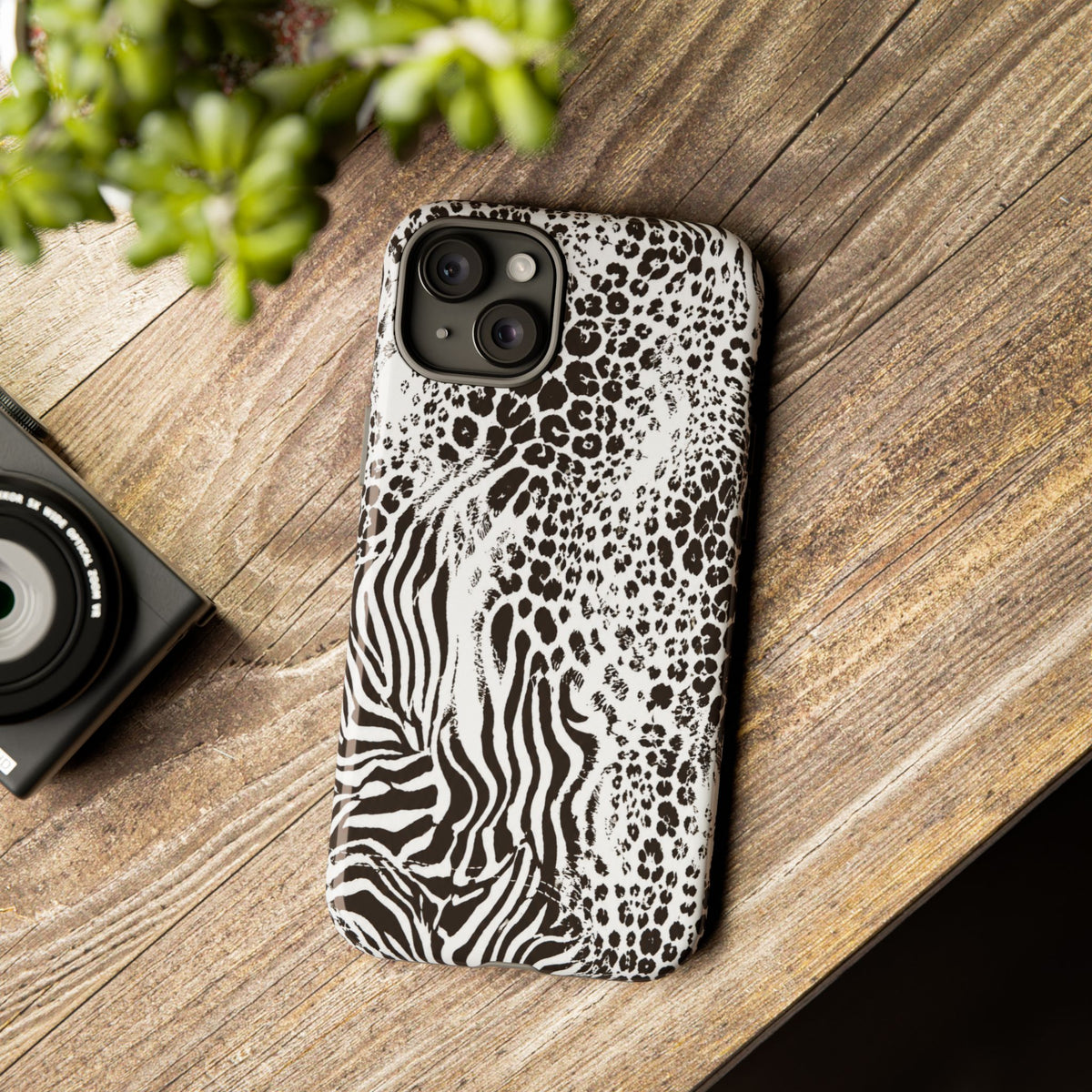 Y2K Mob Wife Zebra Leopard iPhone Case | Glossy IT Girl Aesthetic Phone Cover