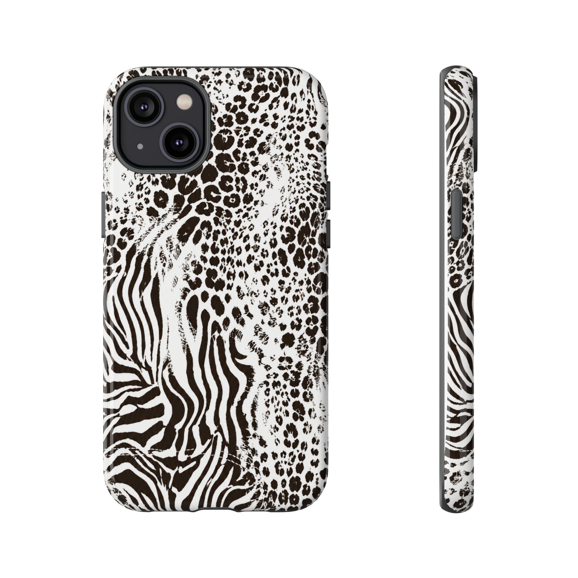 Y2K Mob Wife Zebra Leopard iPhone Case | Glossy IT Girl Aesthetic Phone Cover
