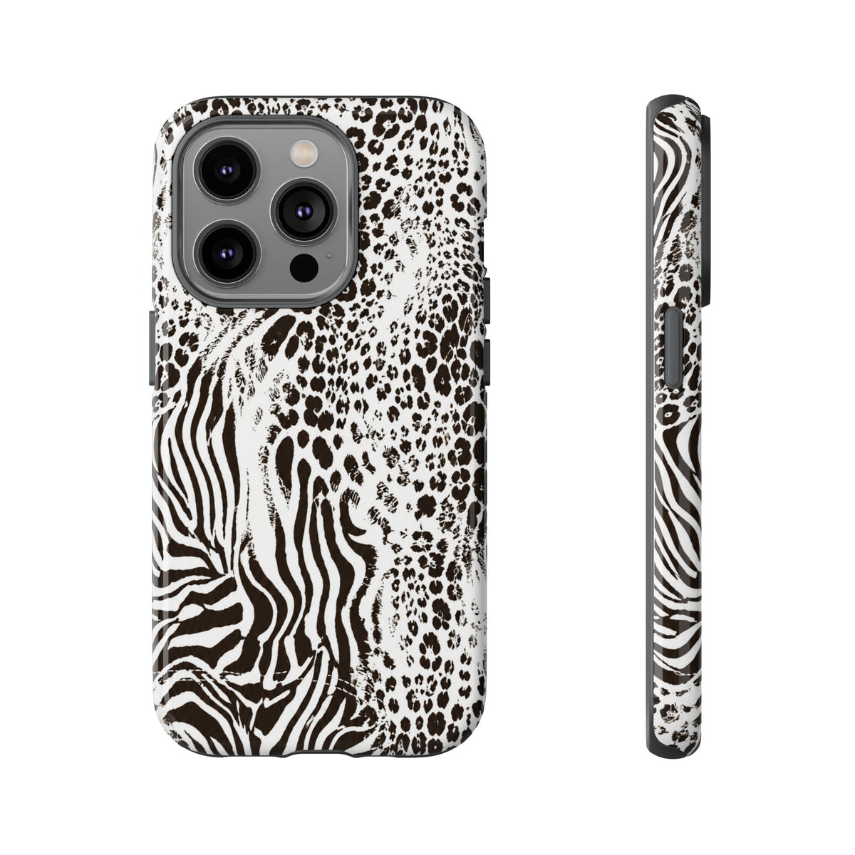 Y2K Mob Wife Zebra Leopard iPhone Case | Glossy IT Girl Aesthetic Phone Cover