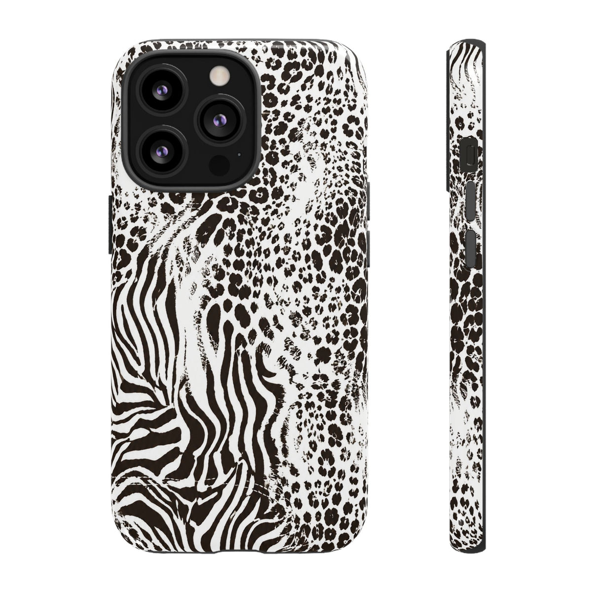 Y2K Mob Wife Zebra Leopard iPhone Case | Glossy IT Girl Aesthetic Phone Cover
