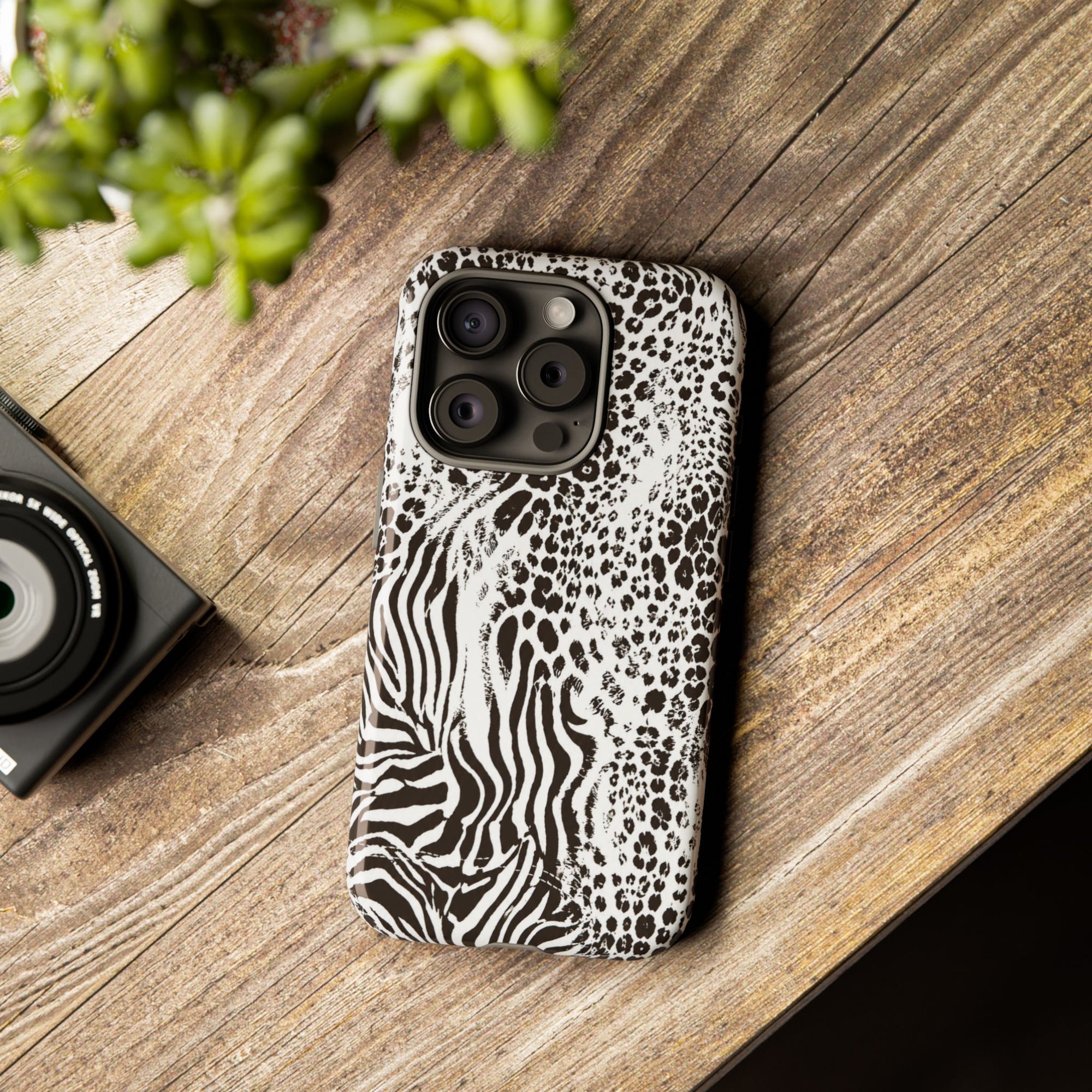 Y2K Mob Wife Zebra Leopard iPhone Case | Glossy IT Girl Aesthetic Phone Cover