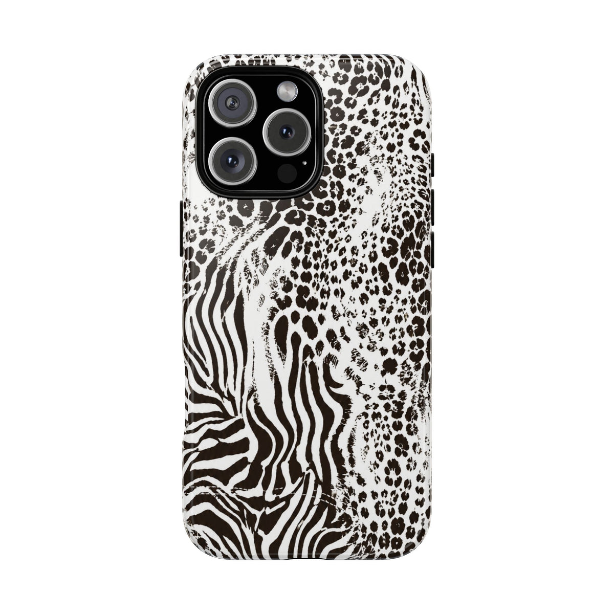 Y2K Mob Wife Zebra Leopard iPhone Case | Glossy IT Girl Aesthetic Phone Cover