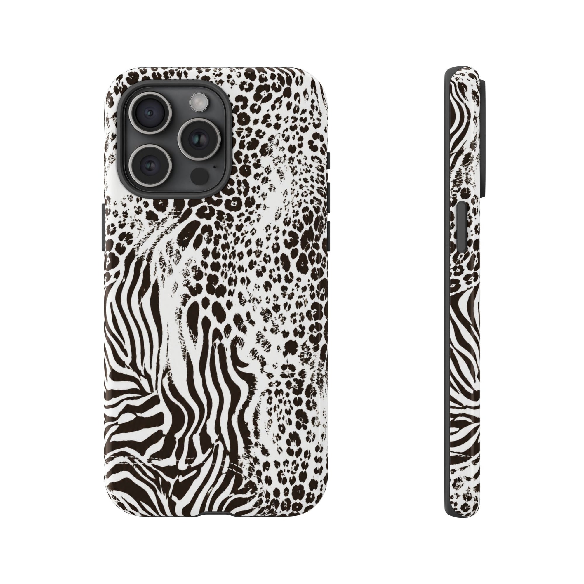 Y2K Mob Wife Zebra Leopard iPhone Case | Glossy IT Girl Aesthetic Phone Cover