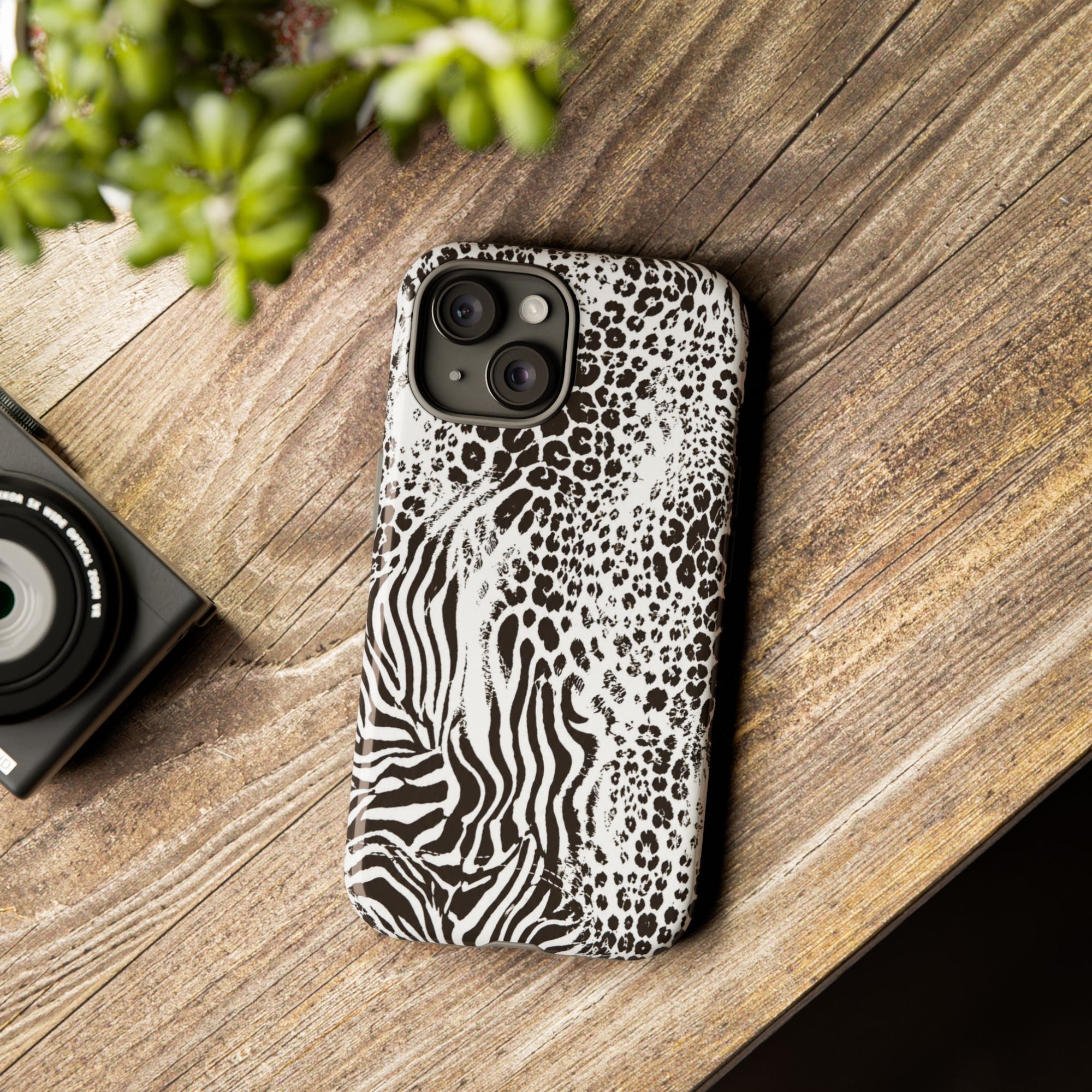 Y2K Mob Wife Zebra Leopard iPhone Case | Glossy IT Girl Aesthetic Phone Cover