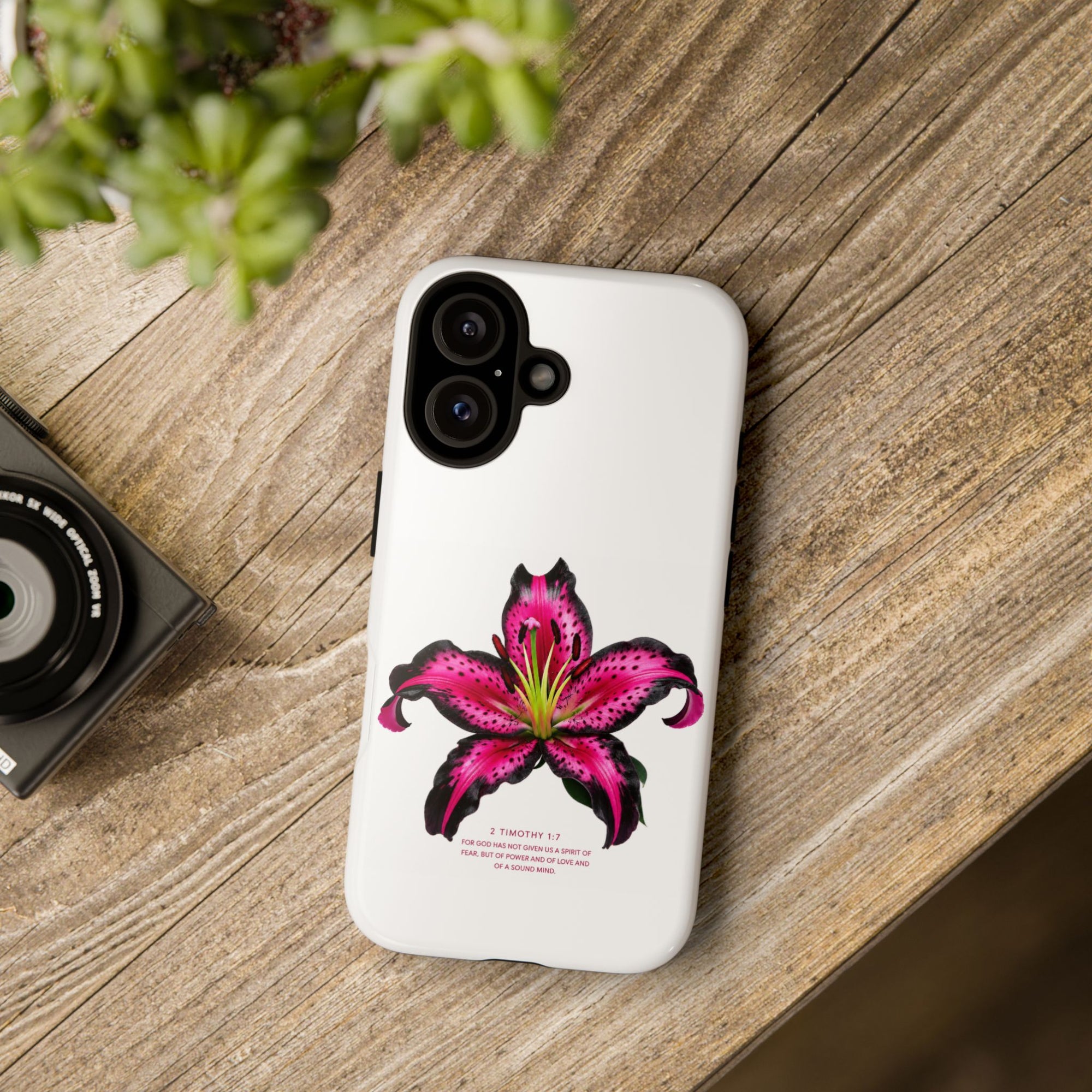 Pink Lily Christian iPhone Case ✝️ Coquette Faith Aesthetic Bible Verse Phone Case