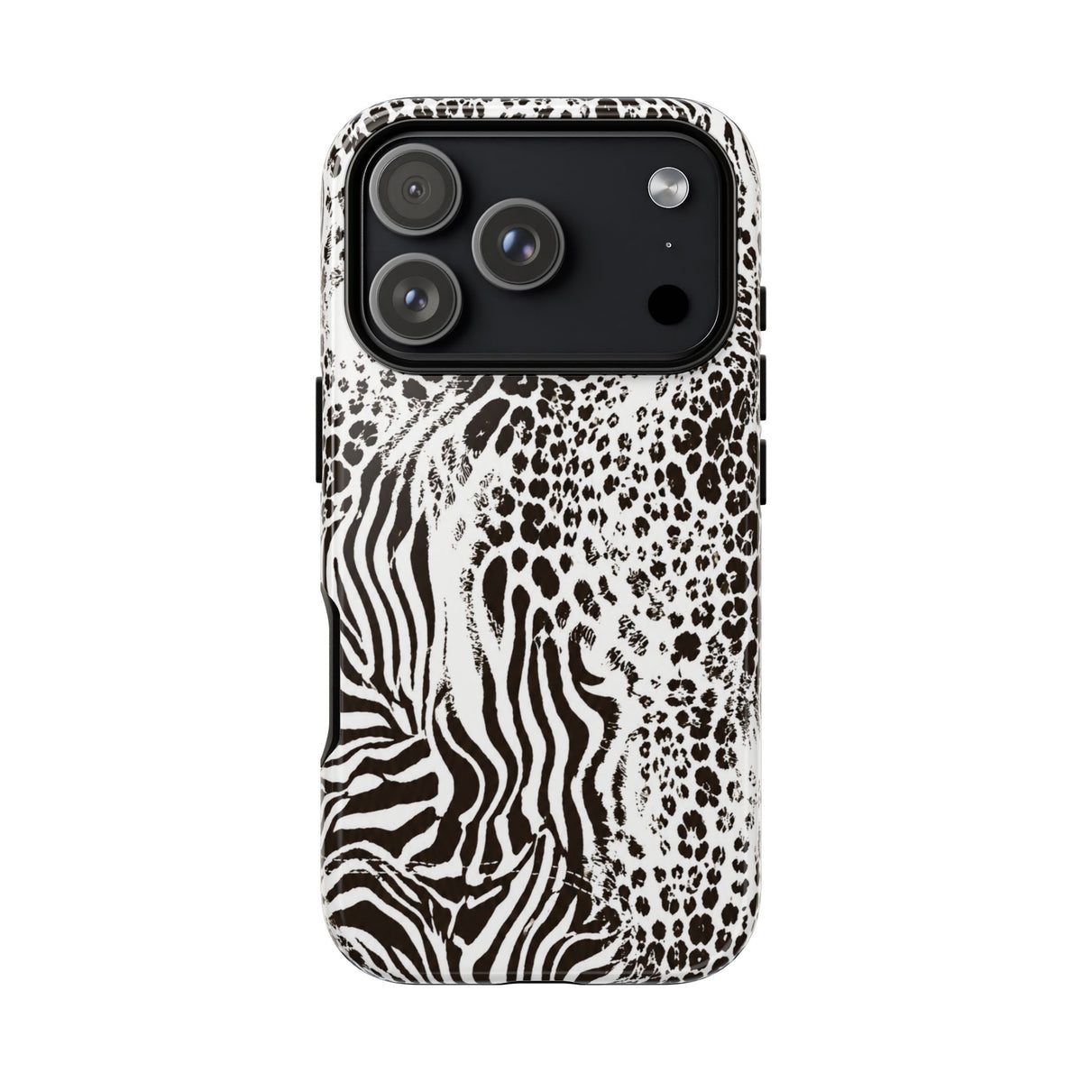 Y2K Mob Wife Zebra Leopard iPhone Case | Glossy IT Girl Aesthetic Phone Cover