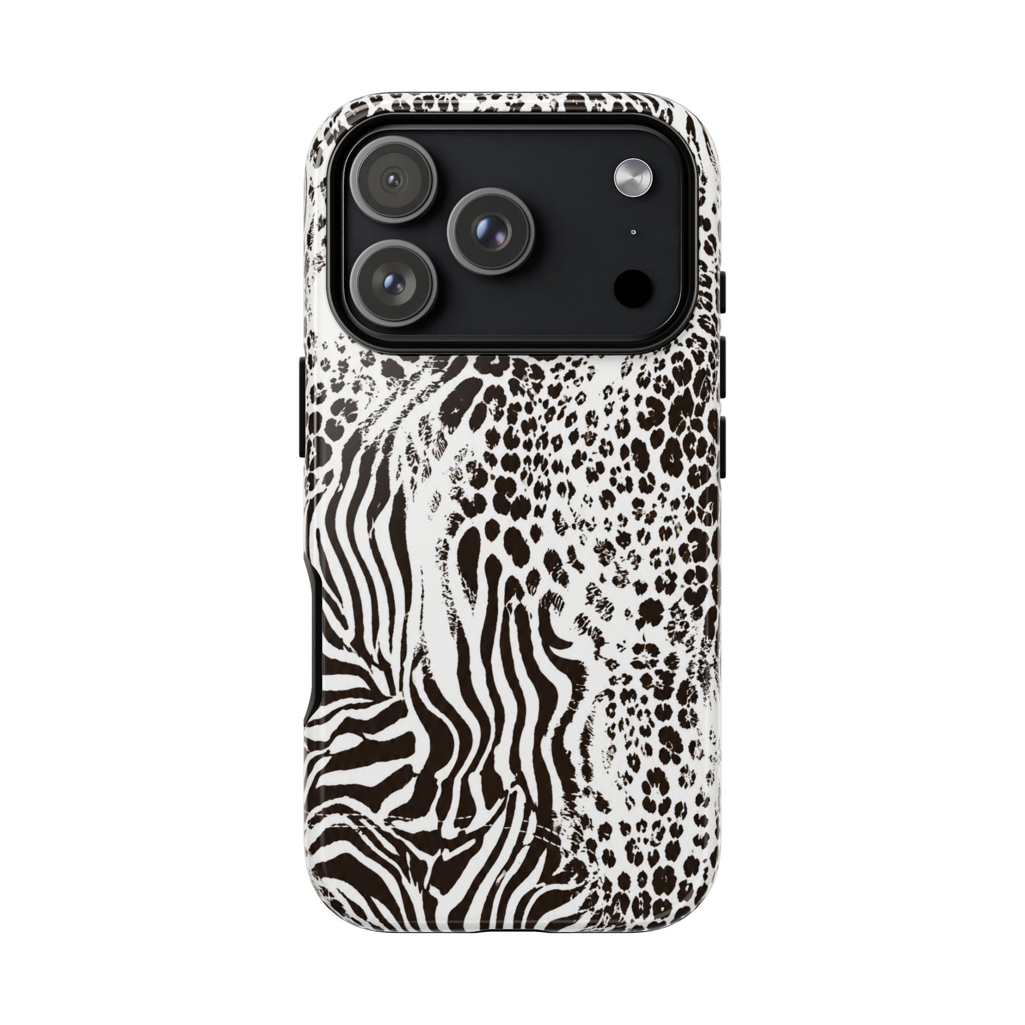 Y2K Mob Wife Zebra Leopard iPhone Case | Glossy IT Girl Aesthetic Phone Cover